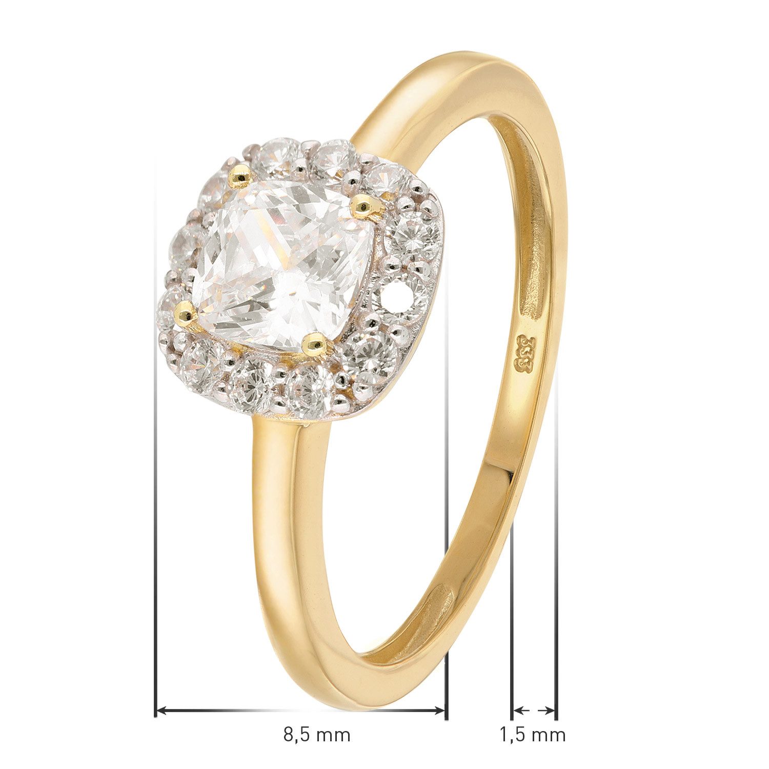Glizz Goldring DamenGold 333/8K mit Zirkonia