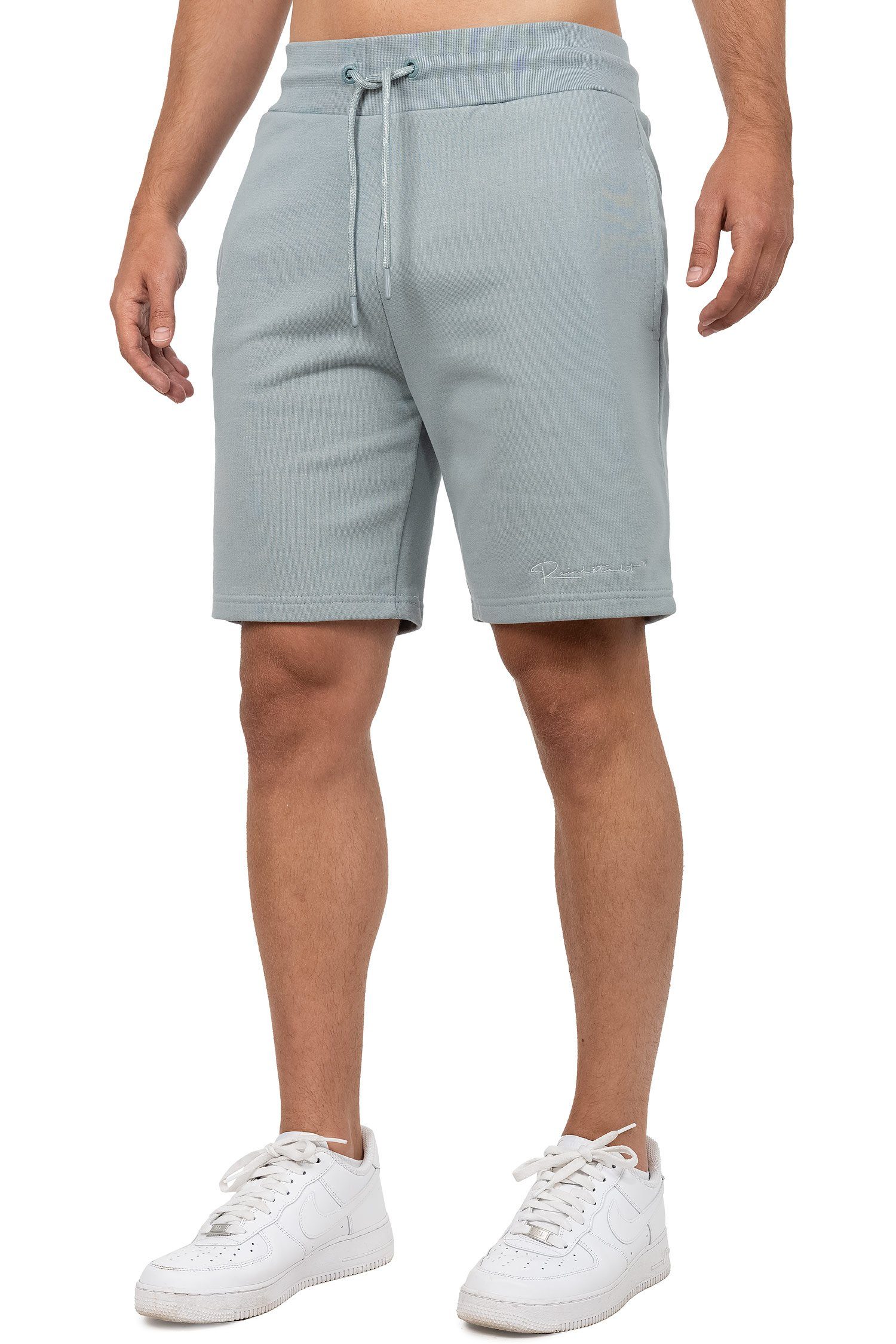 Reichstadt Shorts Basic Casual Kurze Hose 23RS036 (1-tlg) mit Stitching am Hosenbein Grau | Shorts