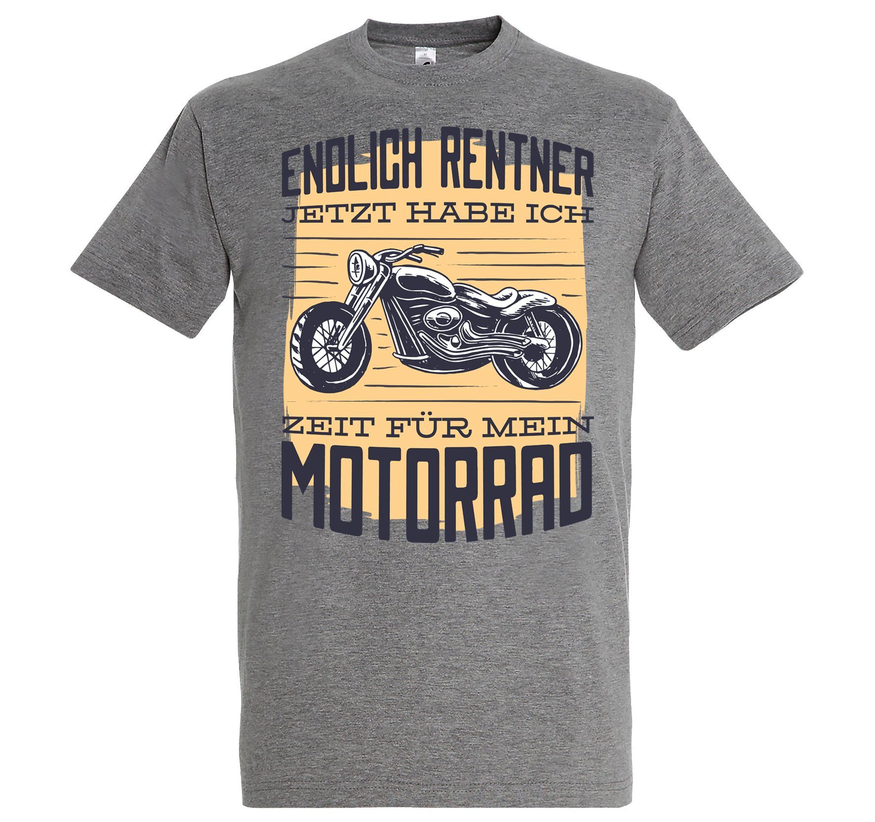 Youth Designz T-Shirt Endlich Rentner Shirt Herren mit Mein Motorrad Zeit Und Bike Für Frontprint Grau trendigem