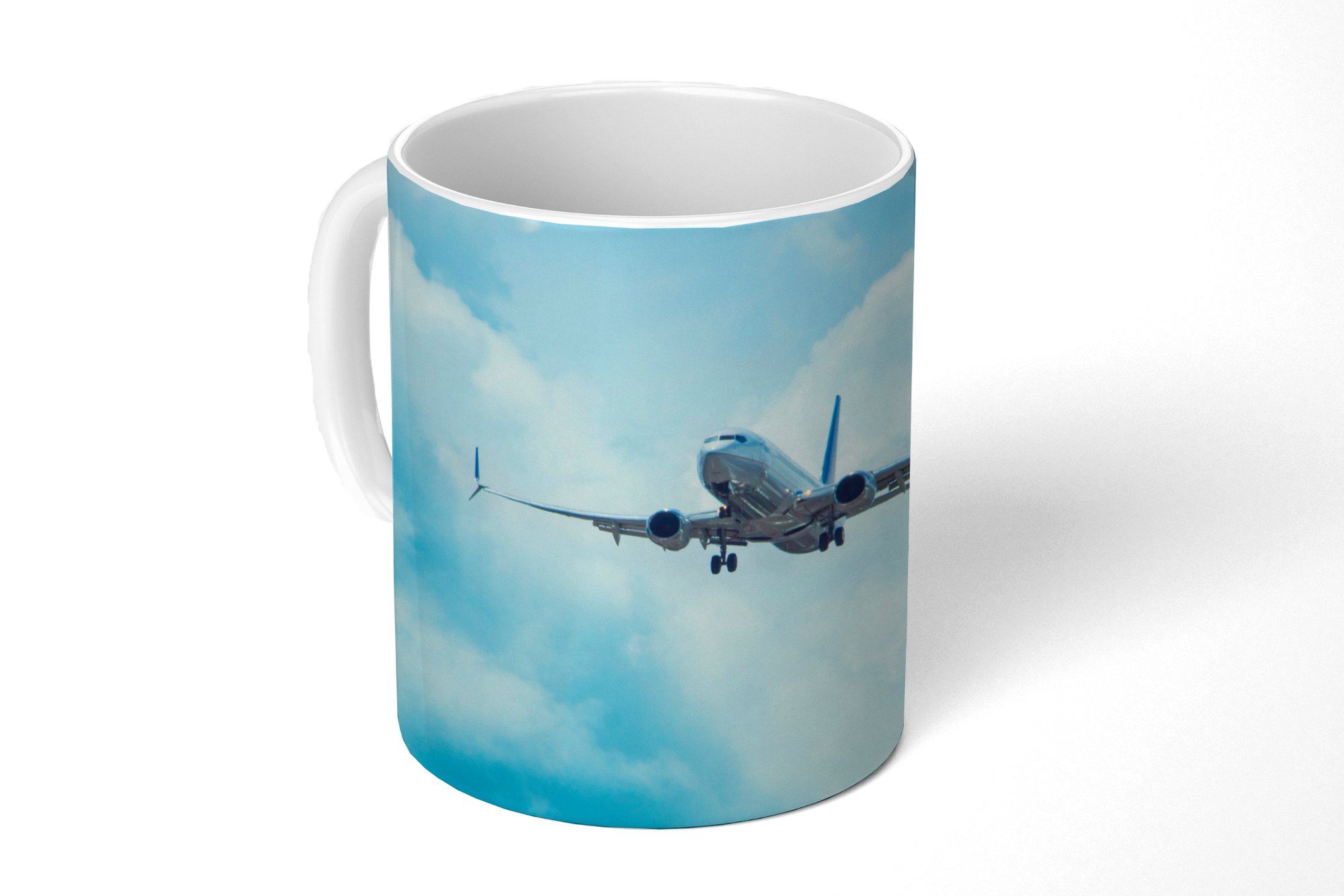 MuchoWow Tasse Ein Flugzeug in der Luft, Keramik, Kaffeetassen, Teetasse, Becher, Teetasse, Geschenk