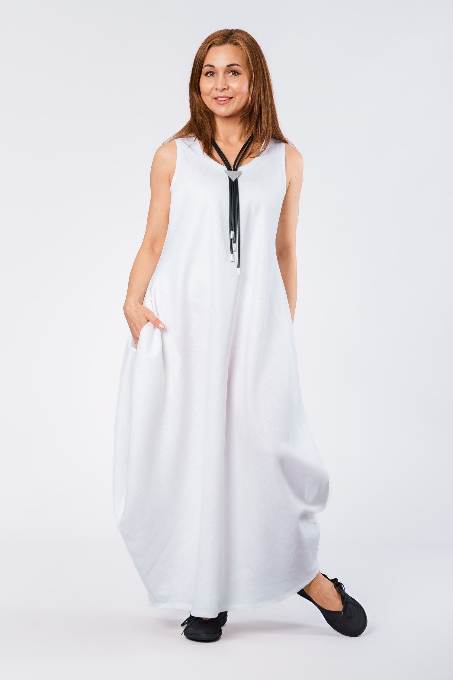 déjà vu Fashion Sommerkleid Pinterest Kleid in Tulpenform aus Leinen  (1-tlg), Materialzusammensetzung: 100% Leinen