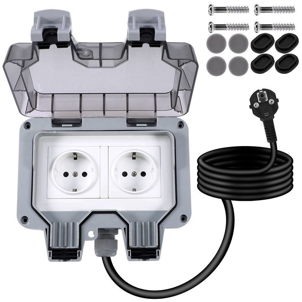 Sunicol Gartensteckdose Außensteckdosen, 16A,Stecker Kabel