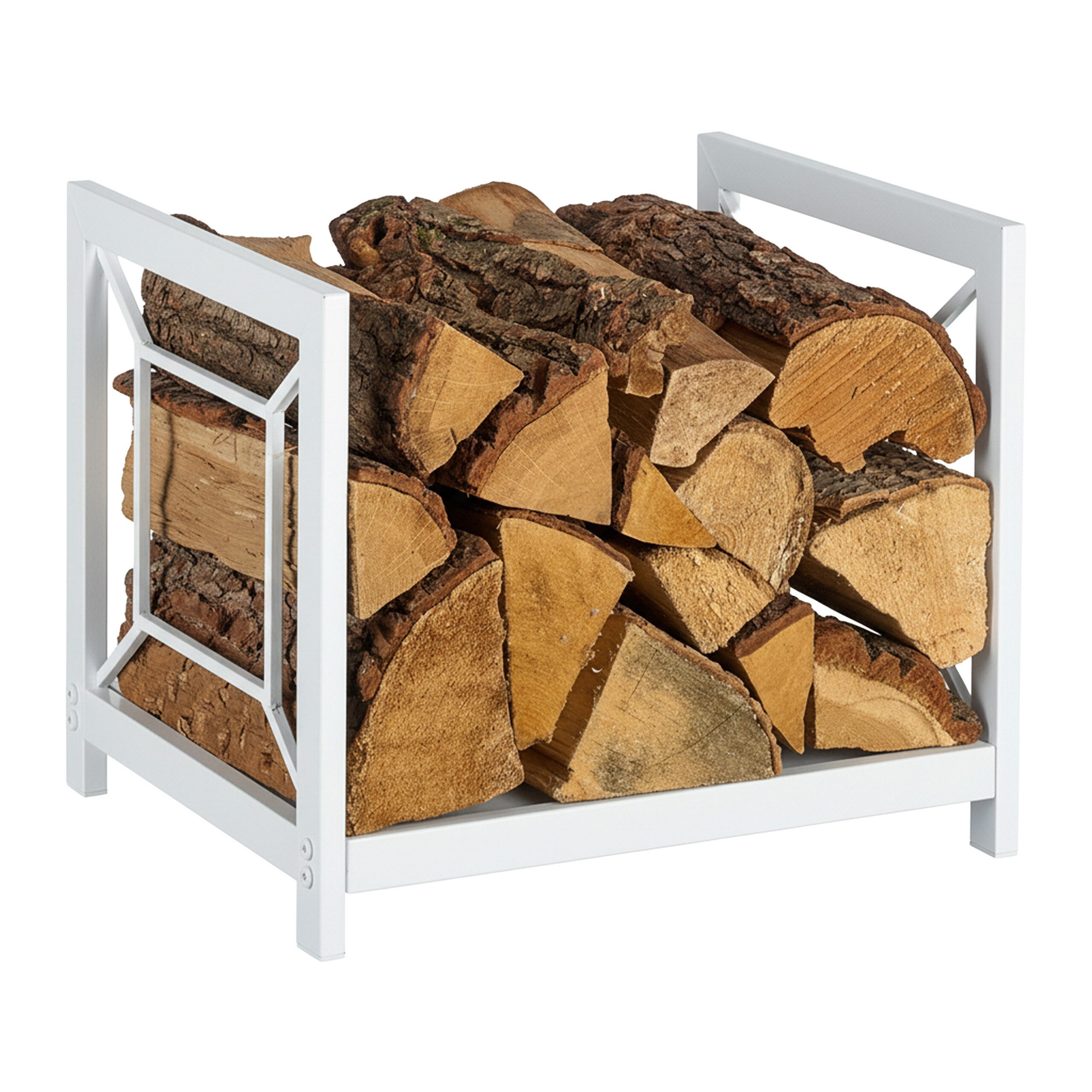 relaxdays Kaminholzregal Modernes Kaminholzregal aus Metall, BxTxH:43x35.5x36 cm, weiß