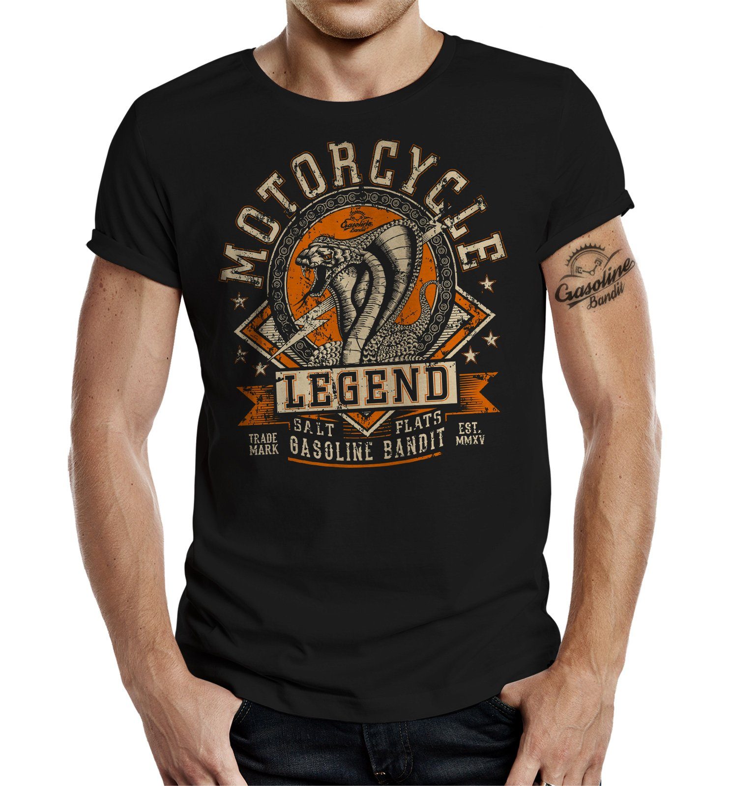 T-Shirt Biker: Legend BANDIT® GASOLINE für Motorcycle