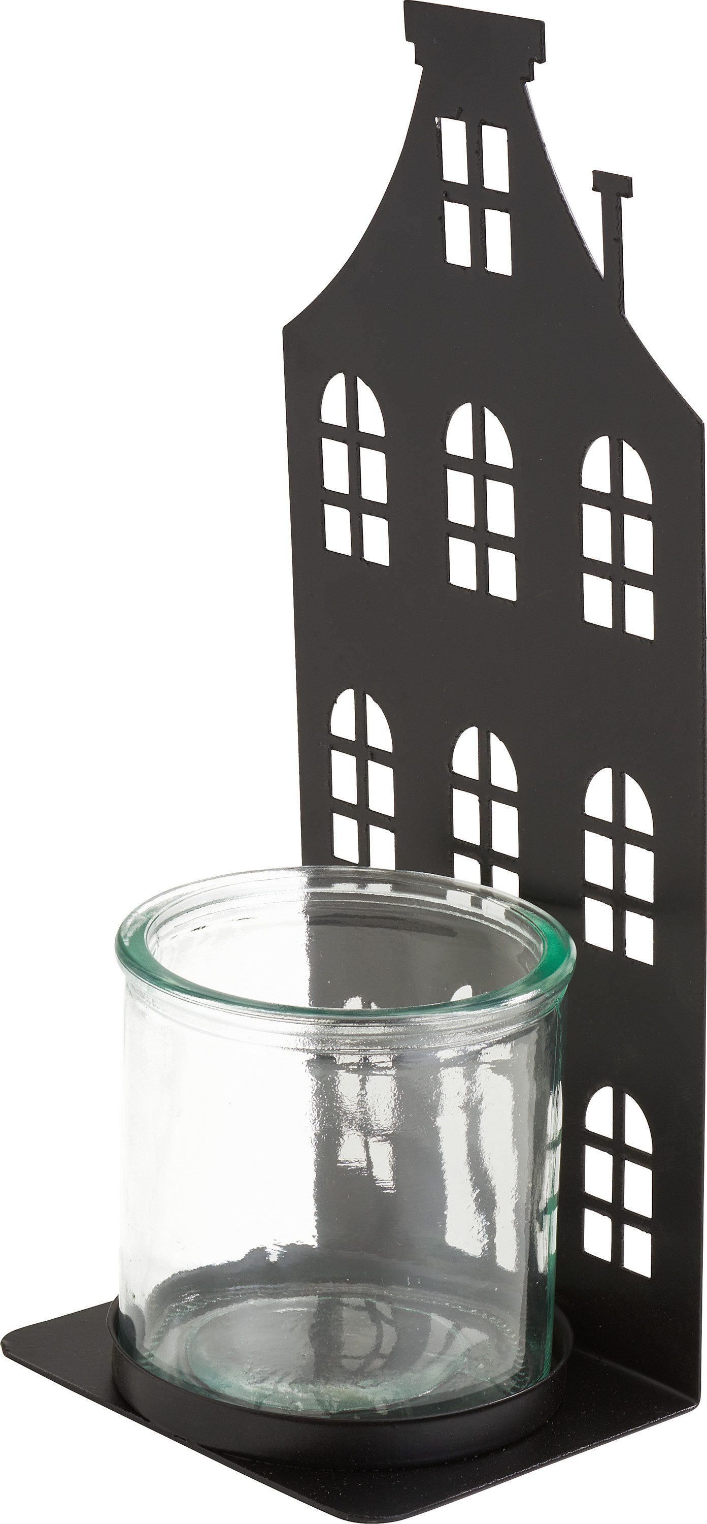 Windlicht Hausfront, 8x10x24cm