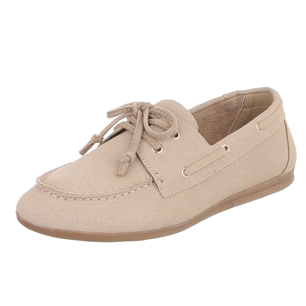 Ital-Design Damen Bootsschuh Schnürschuh Mokassin-Style Freizeit Schnürschuh (91849208) Flach Schnürer in Hellbraun