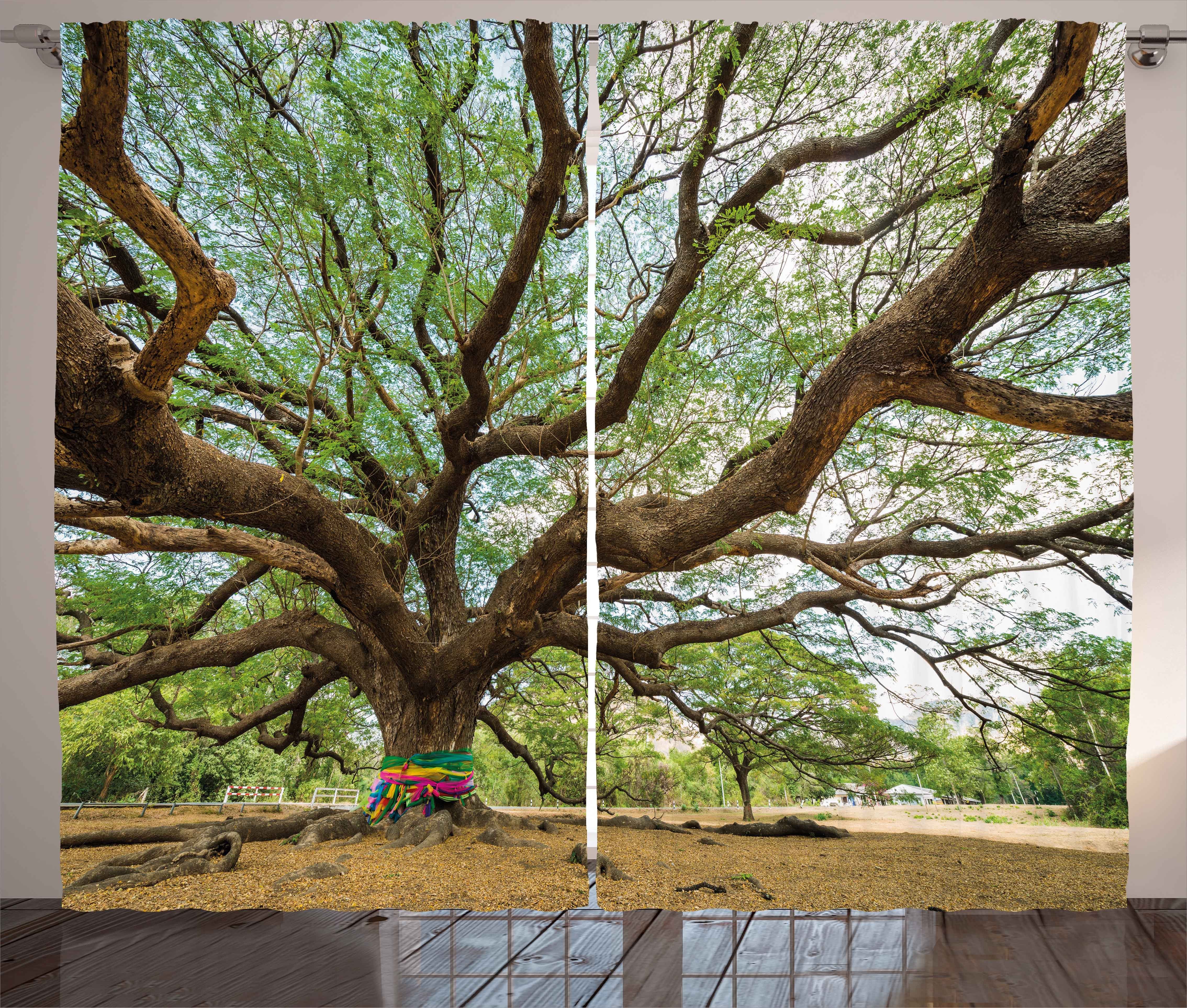 Gardine Schlafzimmer Kräuselband Vorhang mit Schlaufen und Haken, Abakuhaus, Natur Big Regen-Baum Thailand