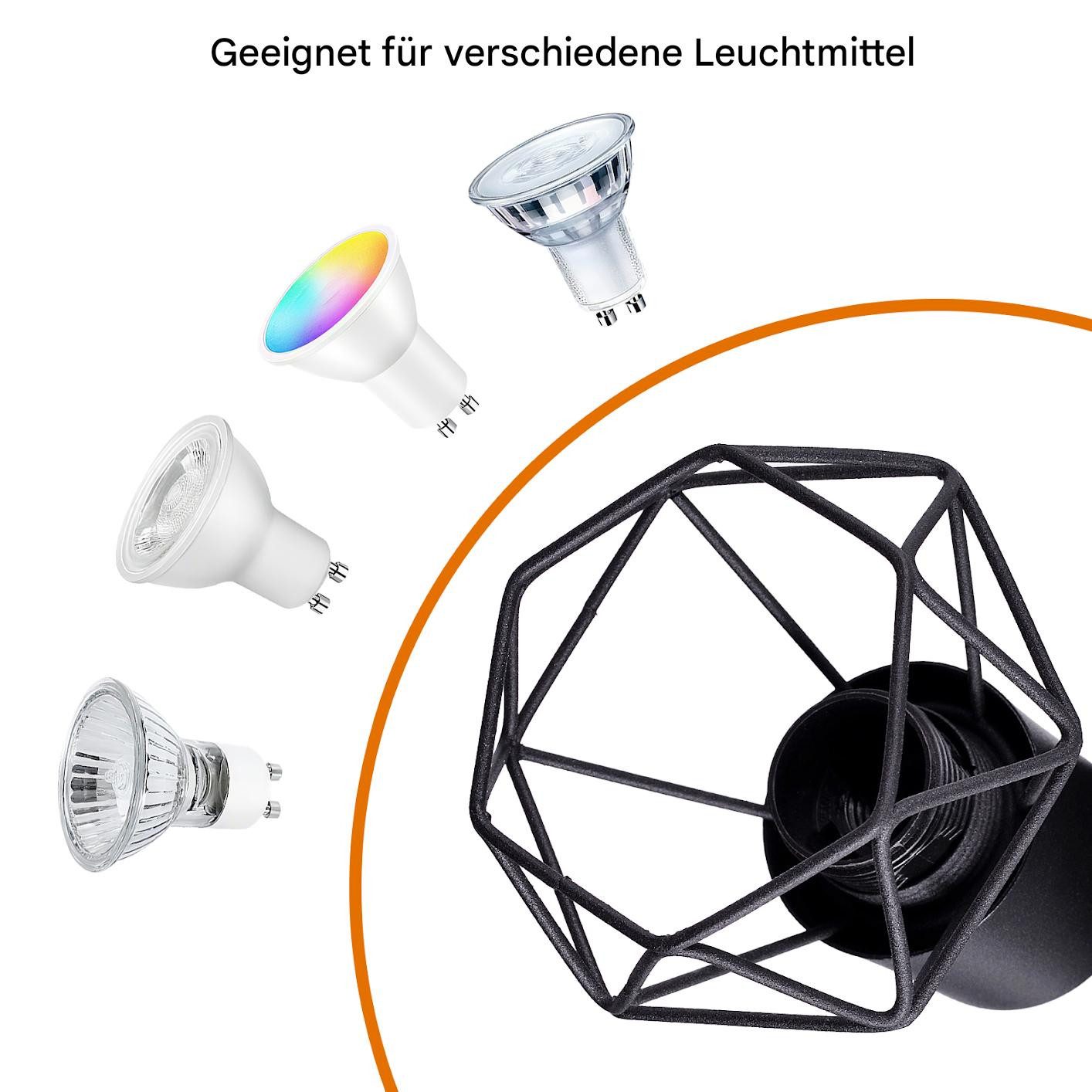 STANBOW Deckenstrahler Deckenleuchte Schwarz 1-4 Flammig -Deckenspots Schwenkbar 90°/350°, ohne Leuchtmittel, Tageslichtweiß, Warmweß, E14 ohne Leuchtmittel für Wohnzimmer Schlafzimmer Café