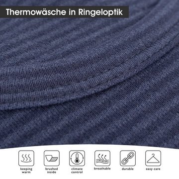 celodoro Funktionshose Celodoro Kinder Thermowäsche-Set Ringel-Optik - Blau 134-140