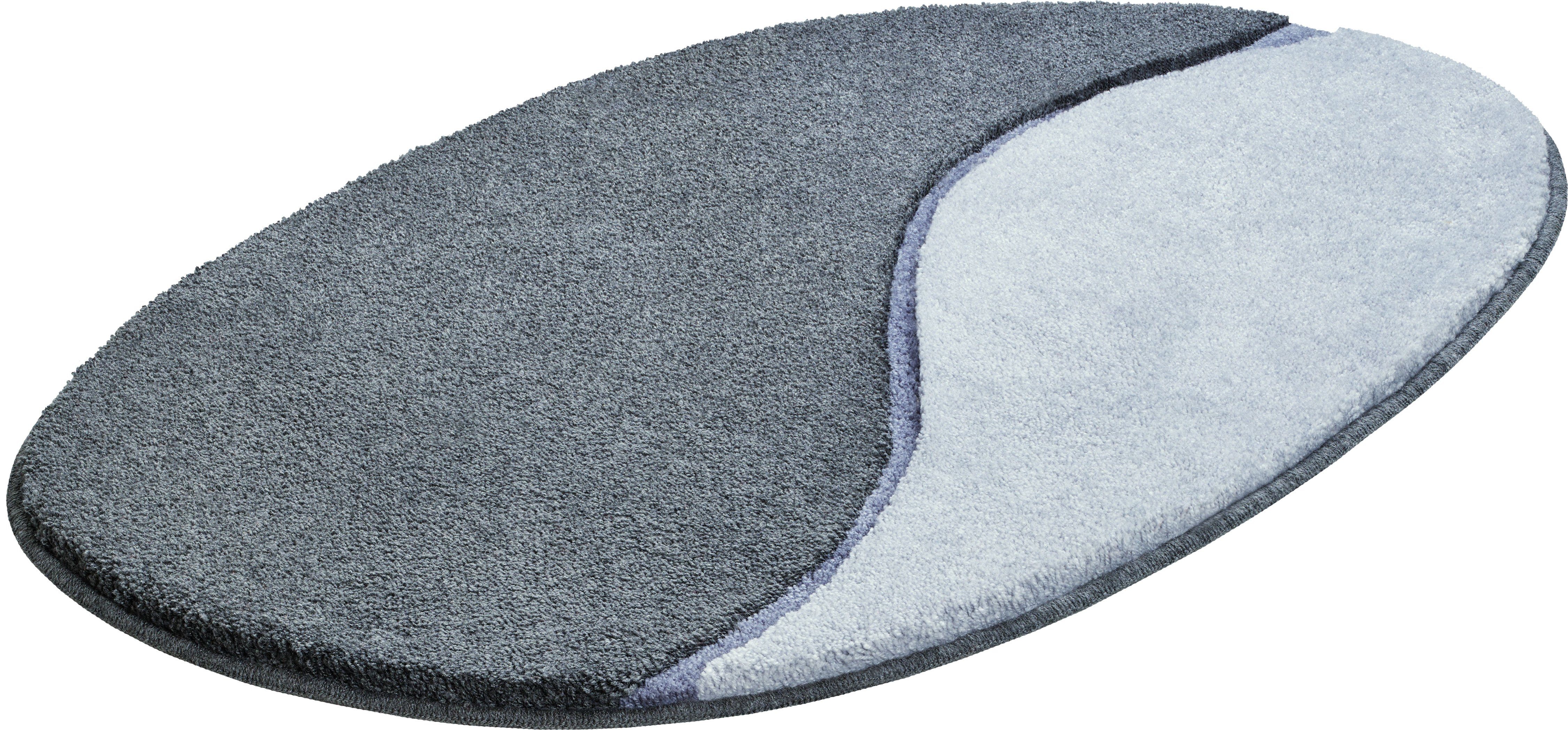 Grund Badematte Orbis, Höhe 24 mm, rutschhemmend beschichtet, fußbodenheizungsgeeignet, Polyacryl, oval, zweifarbiger Badematte
