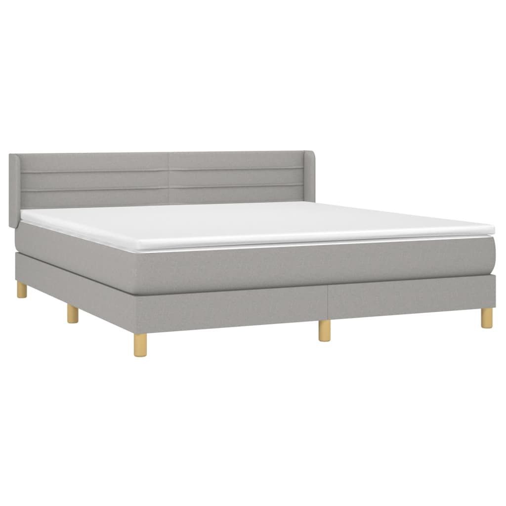 Bett Boxspringbett mit Matratze Hellgrau 160x200 cm Stoff