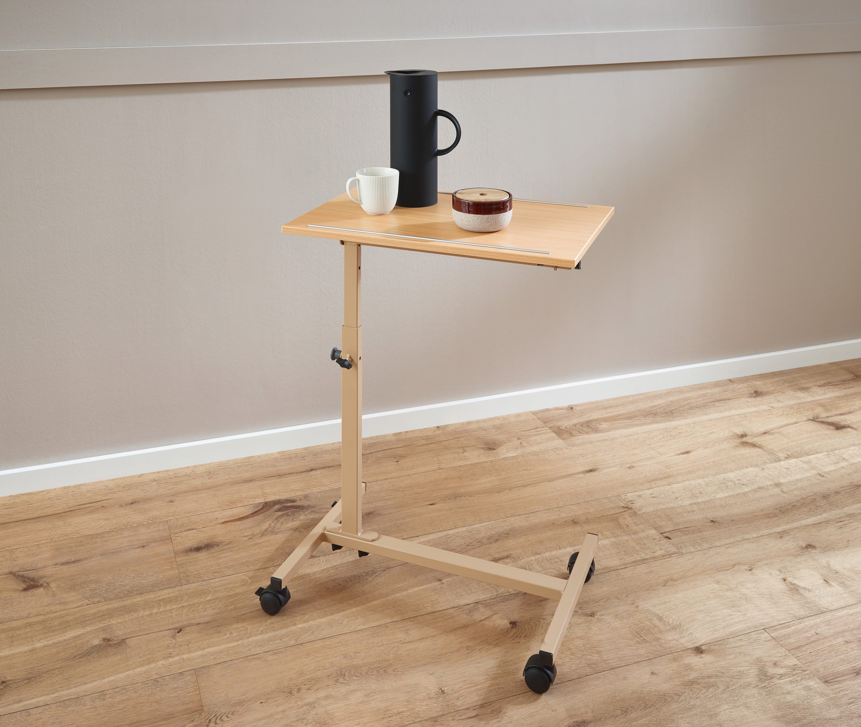 Burmeier Beistelltisch Solo (Komplettset, mit feststellbaren Rollen), schwenkbar, höhenverstellbar