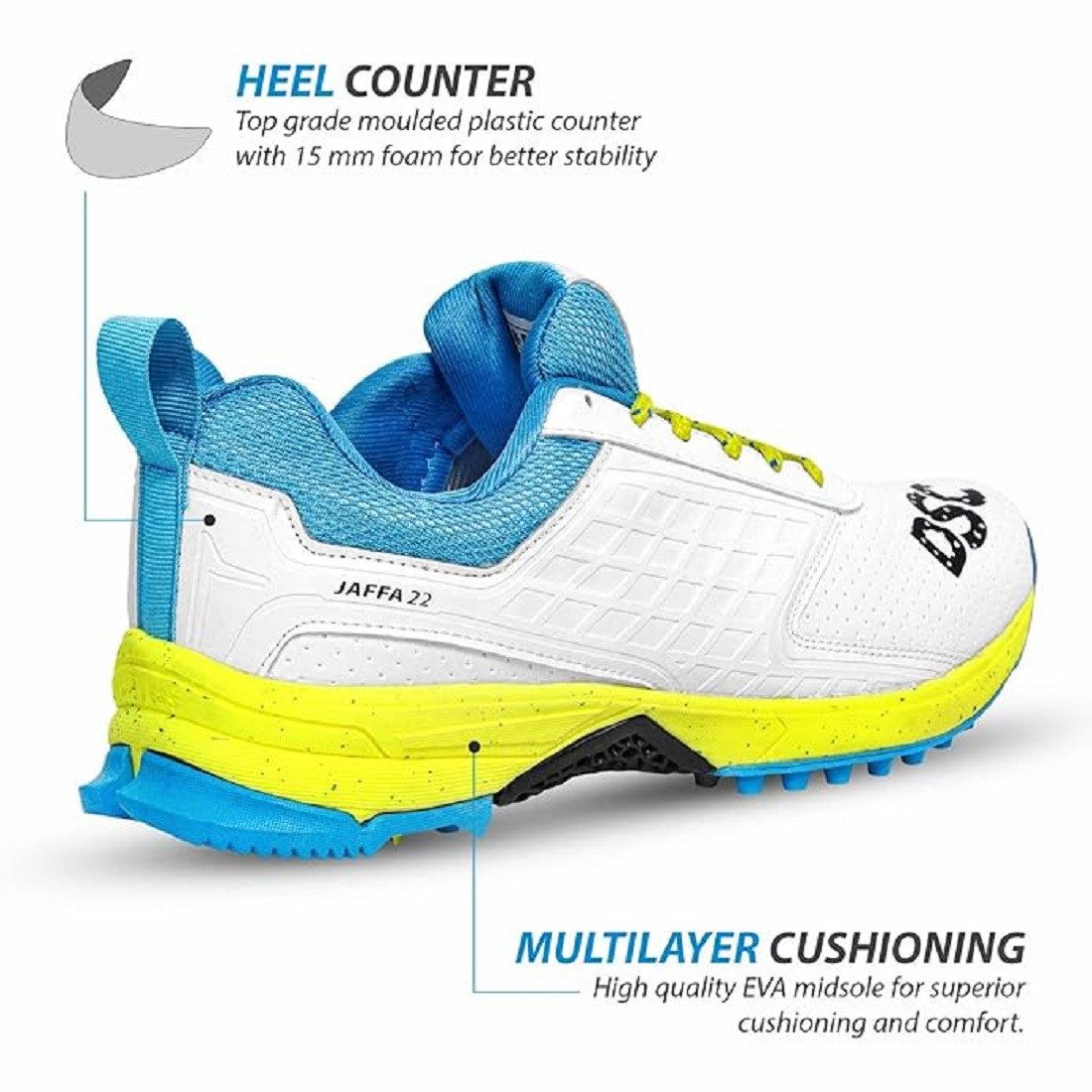 DSC Jaffa 22 Cricket-Schuhe Für Jungen und Männer Schuhe, Sportschuhe Sneaker (Paketinhalt: 1 Paar Cricket-Schuhe, hochwertigen EVA, Zwischensohle und Einlegesohle, Gummi Spike Sport) Geringes Gewicht, geprägtes Design
