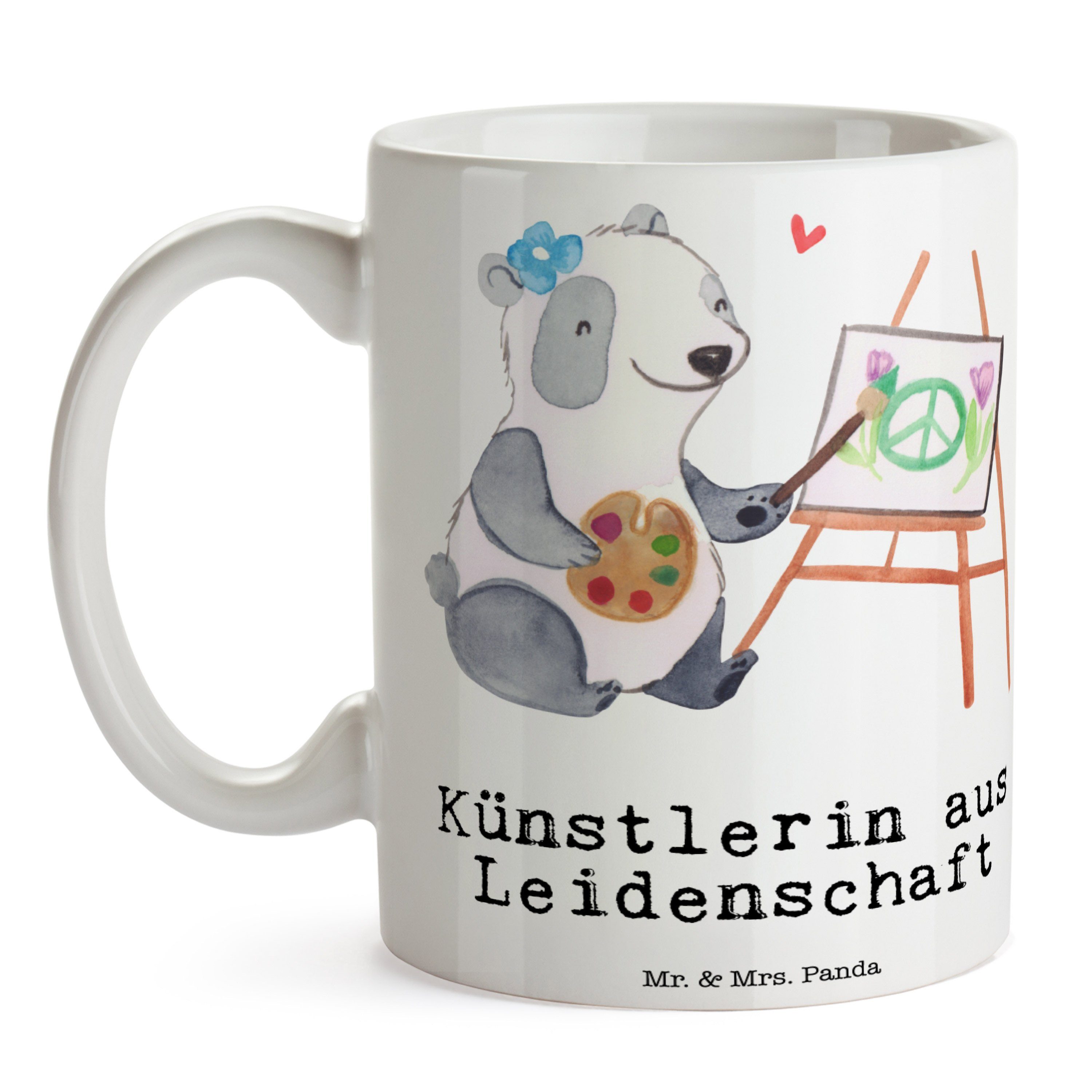 Tasse aus Kunstmalerin, - Geschenk, - Leidenschaft Panda & T, Keramik Künstlerin Mr. Firma, Weiß Mrs.