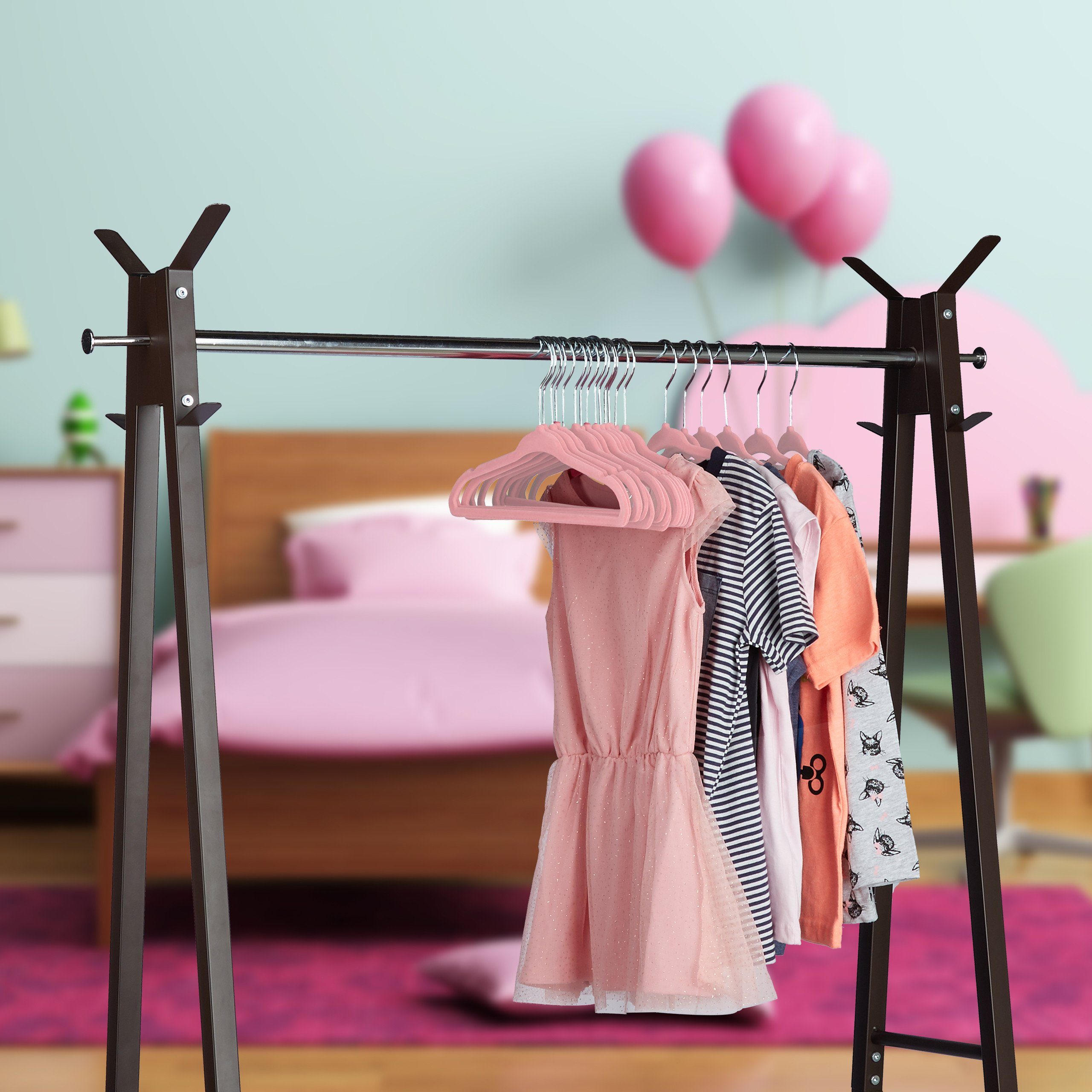relaxdays Kinder 40 Kleiderbügel Kleiderbügel x rosa