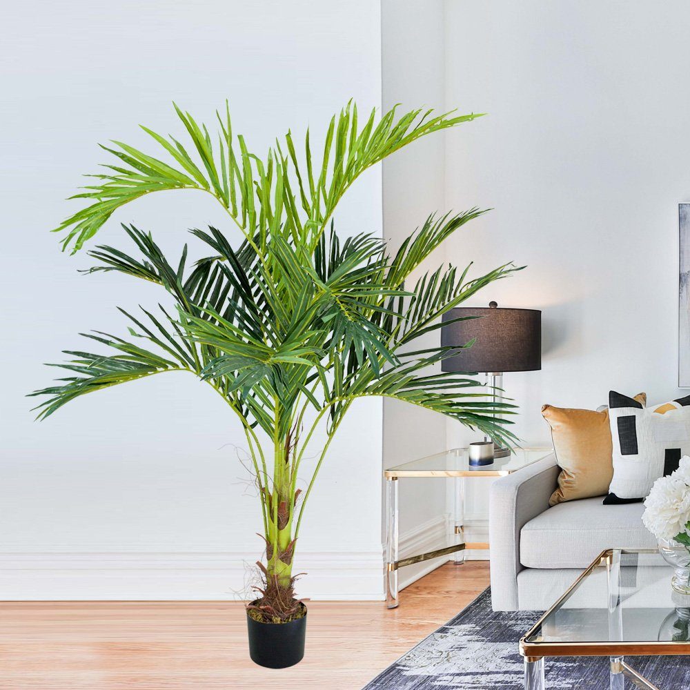 140cm Pflanze Palmenbaum Palme Künstliche Decovego, Kunstpflanze Kunstpflanze Arekapalme Decovego