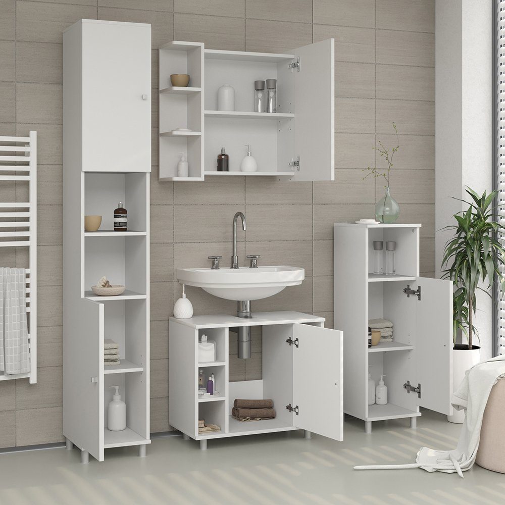 Vicco Badezimmerspiegelschrank Fynn, Weiß, 62 x 64 cm (1-St) – Bild 4 von 5