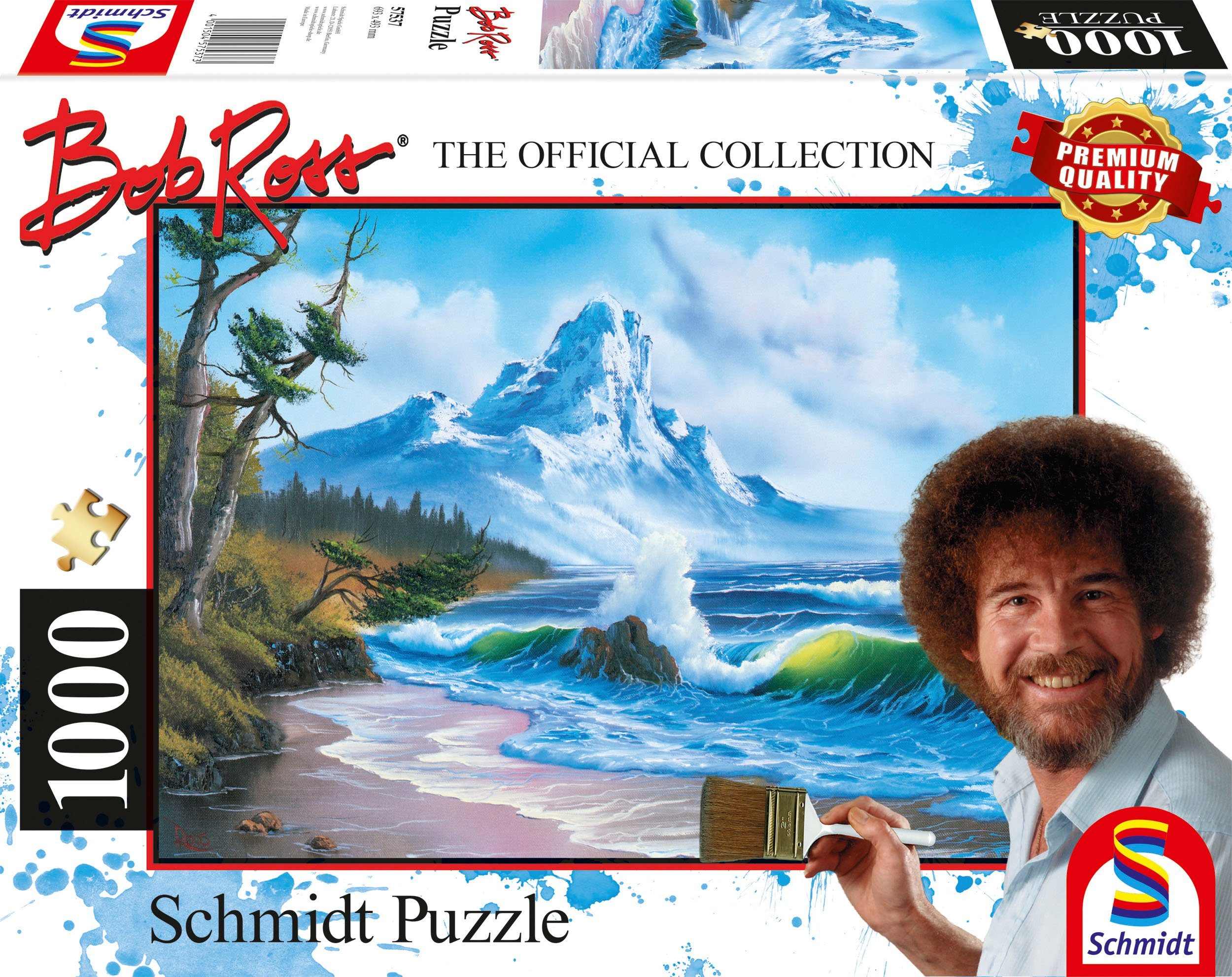 Schmidt Spiele Puzzle Bob Ross, Berg am Meer, 1000 Puzzleteile, Made in Europe