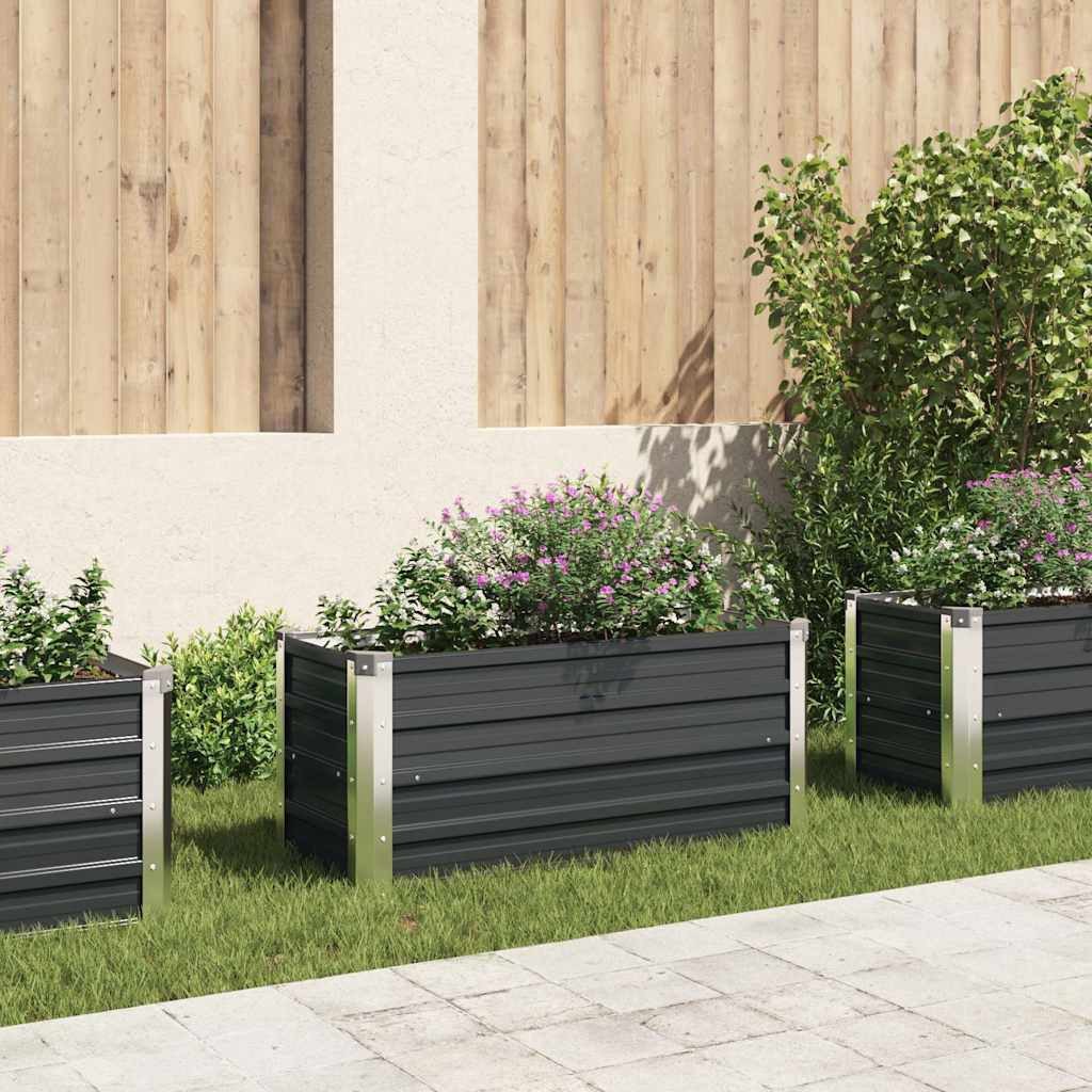 furnicato Hochbeet Anthrazitstahl 100 x 40 x 45 cm Kompakt und Robust, Rostgeschütztes Gemüsebeet mit offener Unterseite für den Balkon