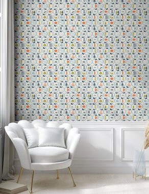 Abakuhaus Vinyltapete selbstklebendes Wohnzimmer Küchenakzent, skandinavisch Äpfel Blätter-Muster