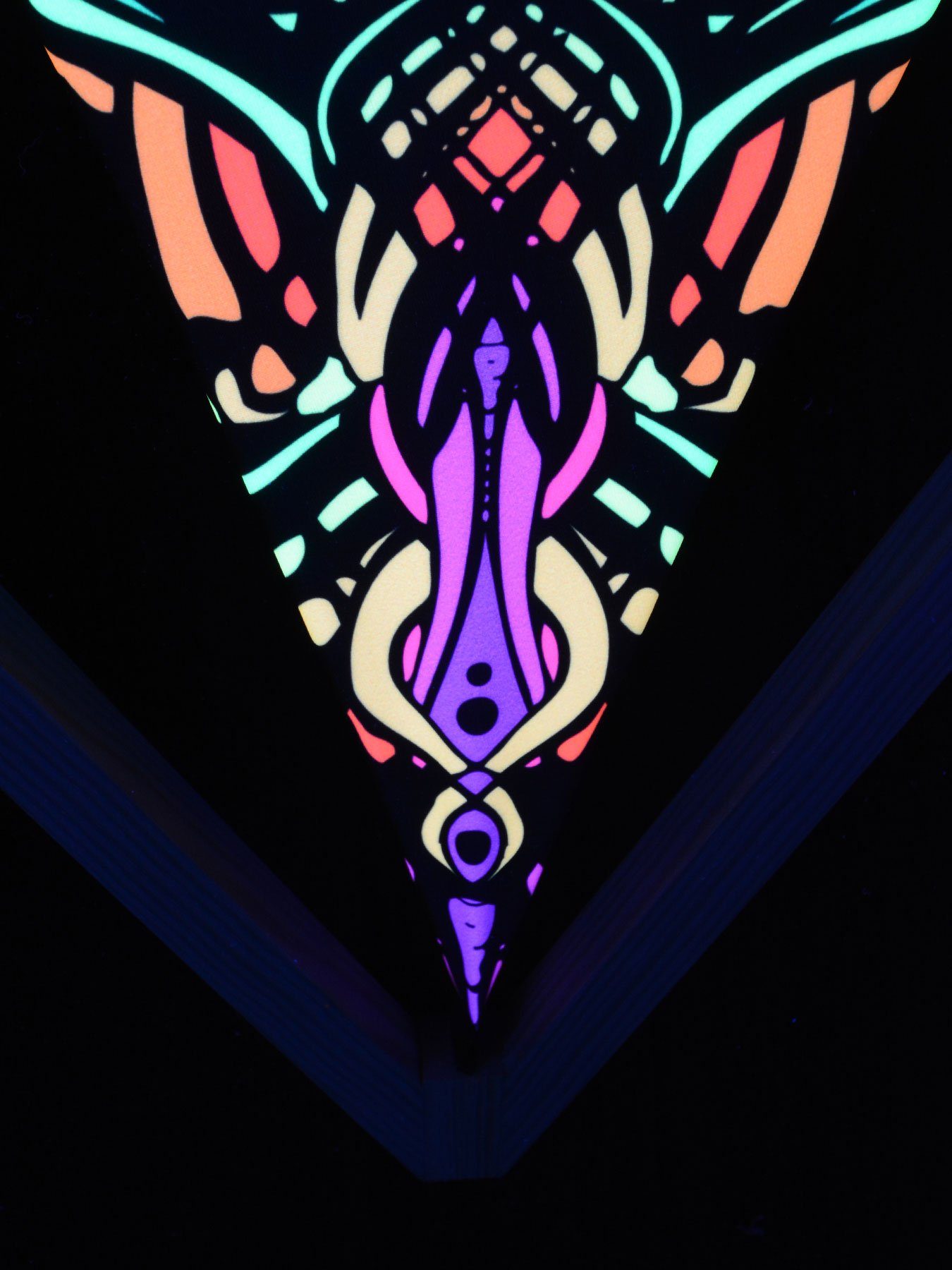 Wanddekoobjekt "Framed UV-aktiv, leuchtet Schwarzlicht Spandex 60x86cm, Drache II" Dragon Segel Temple unter PSYWORK Schwarzlicht