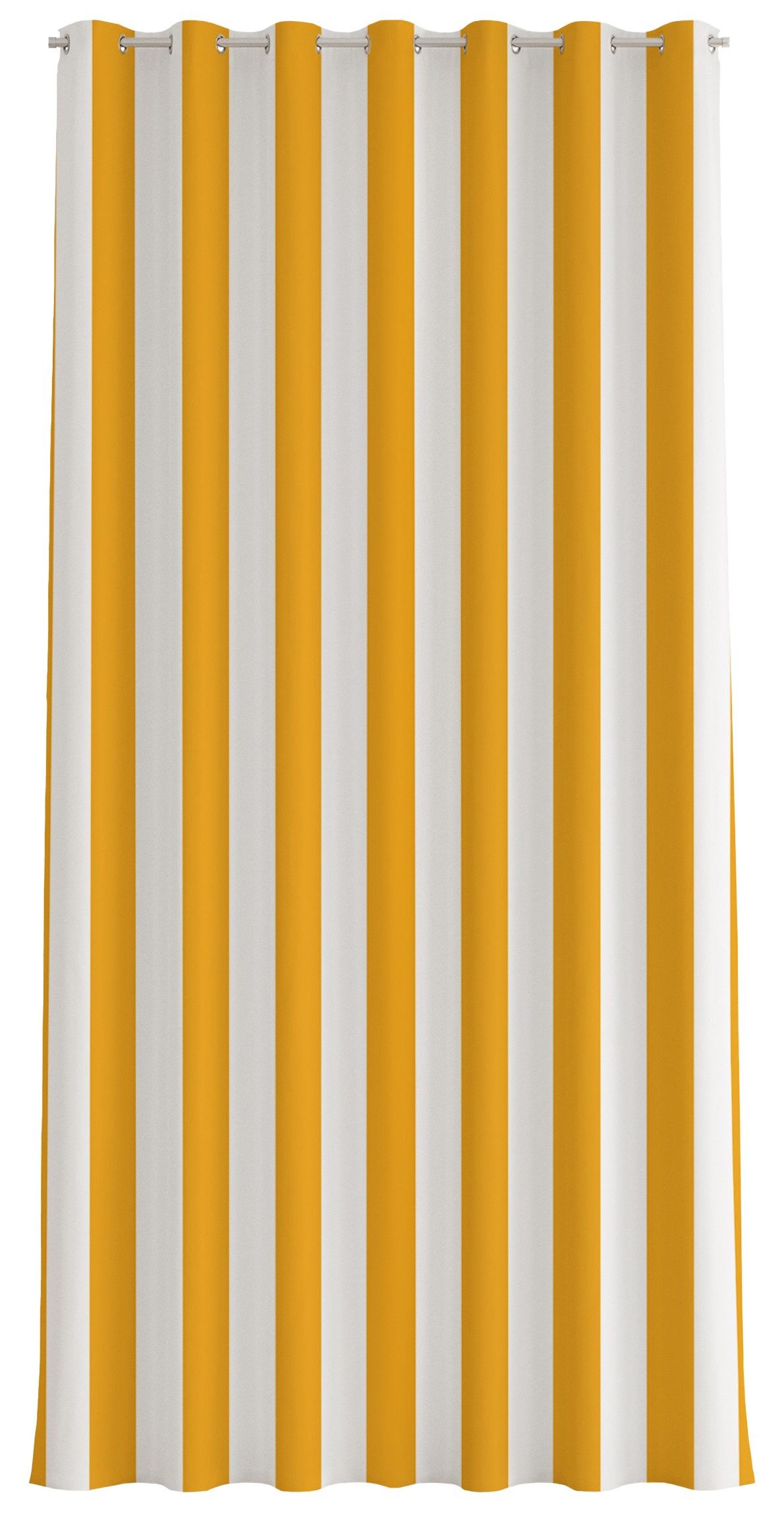 Bilderdepot24 Outdoorvorhang Wetterfest Gardinen Muster Modern Längsstreifen Warmem Gelb (1 St), Ösen, blickdicht, Outdoor-geeigneter Vorhangstoff 370 g/m², Outdoor Vorhang Balkon Terrasse Verdunkelungs Vorhänge Sonnenschutz