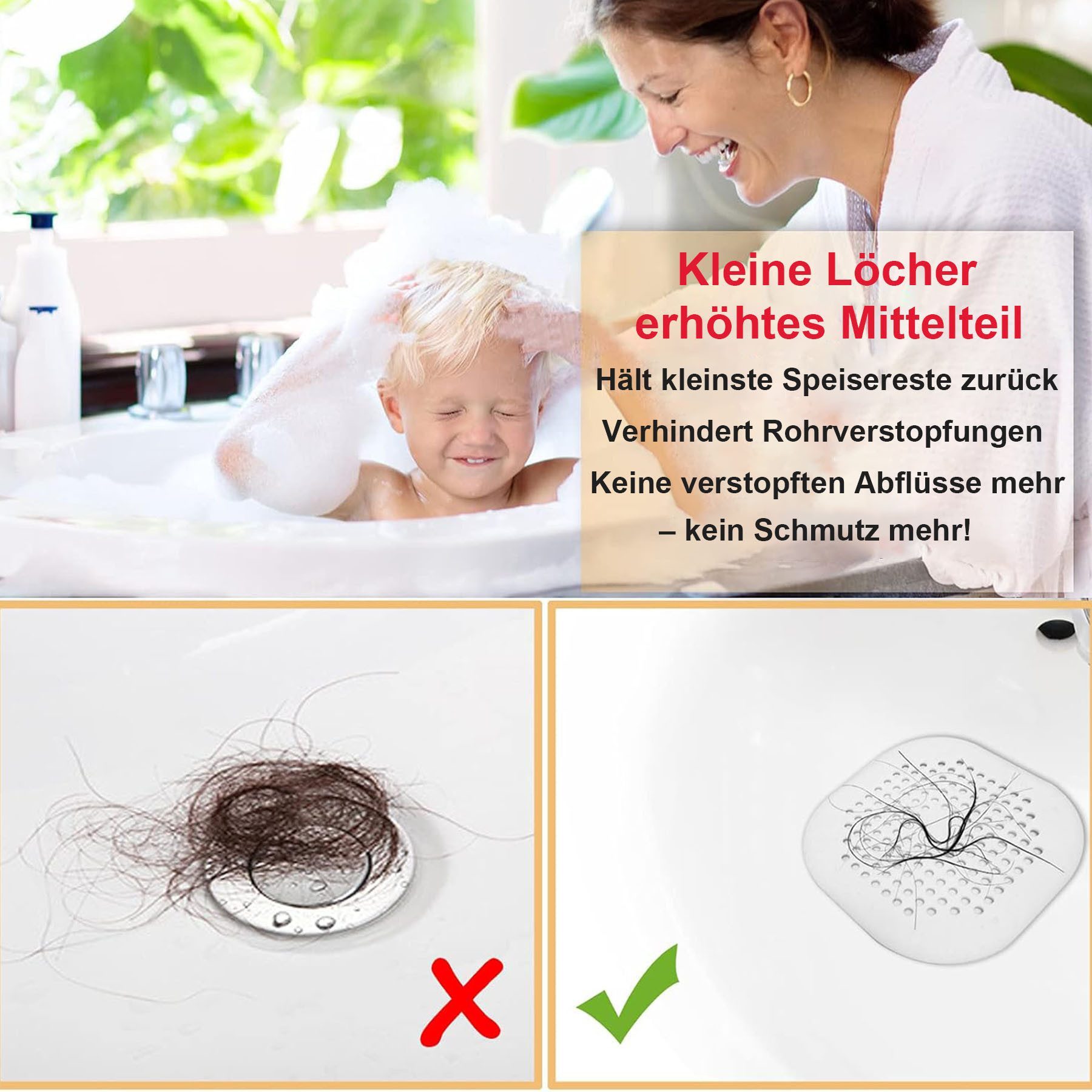 Mutig Waschbeckenstöpsel 6 Stück Abflusssieb Silikon,Abfluss Haarfänger mit Saugnäpfen, (6 Stück Haarsieb Dusche, praktische Silikonsiebe für Abflüsse, Abfluss- – Bild 4 von 5