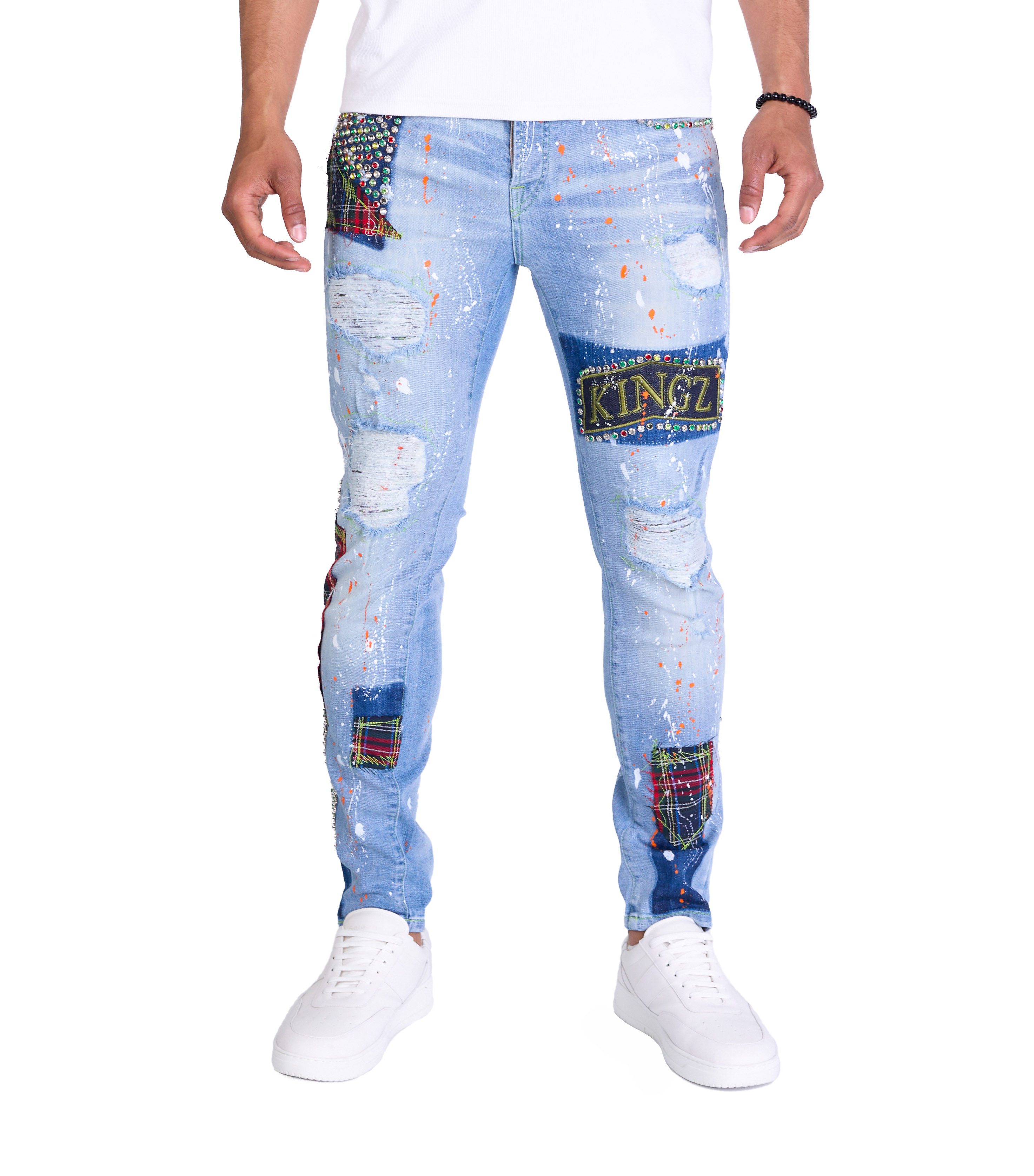 KINGZ Slim-fit-Jeans Exclusive Herren Designer Slim Fit Jeans