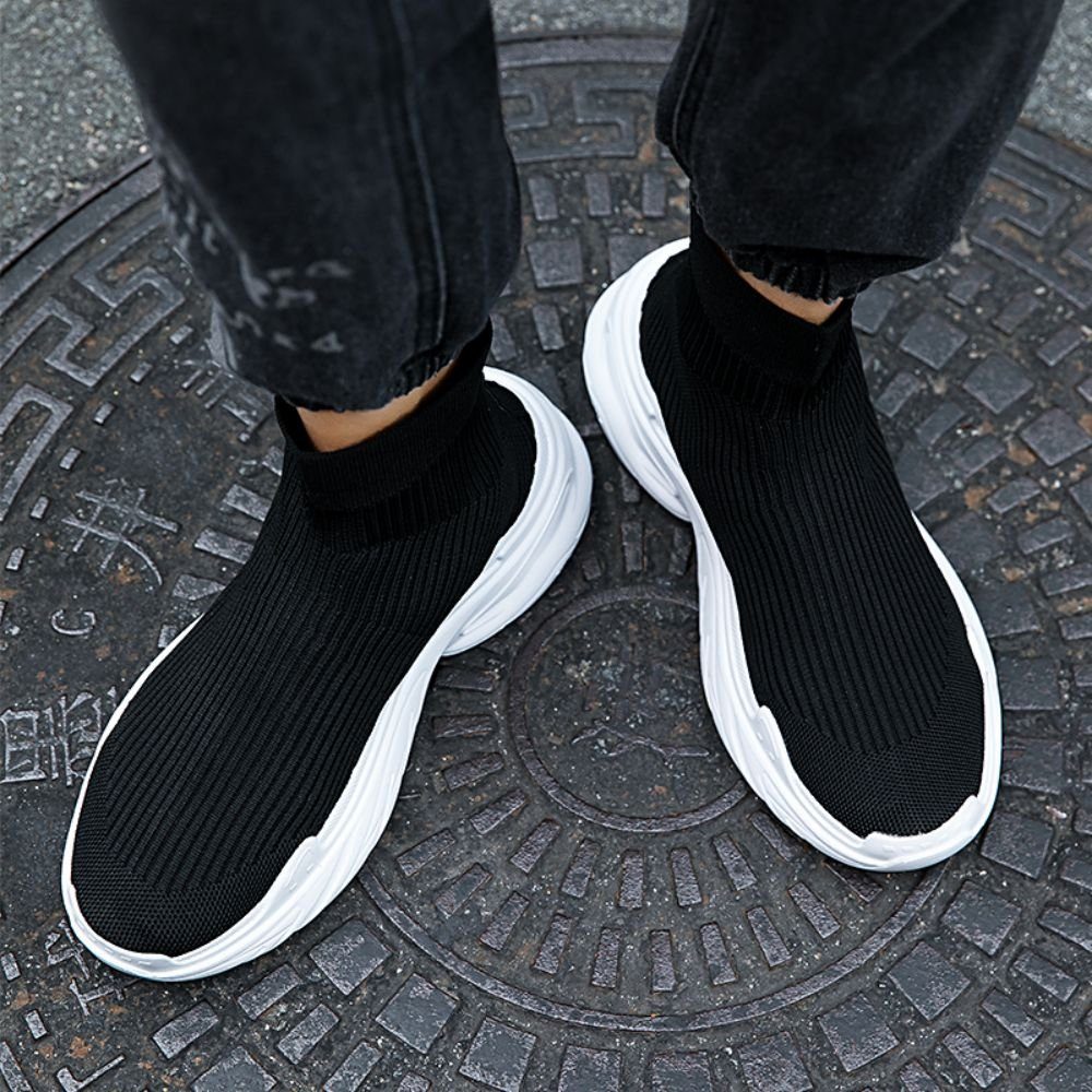HUSKSWARE sneaker, von Upper) lässige Sockenschuhe Mode Sneaker Männerschuhe Flyknit schwarz (slip-on