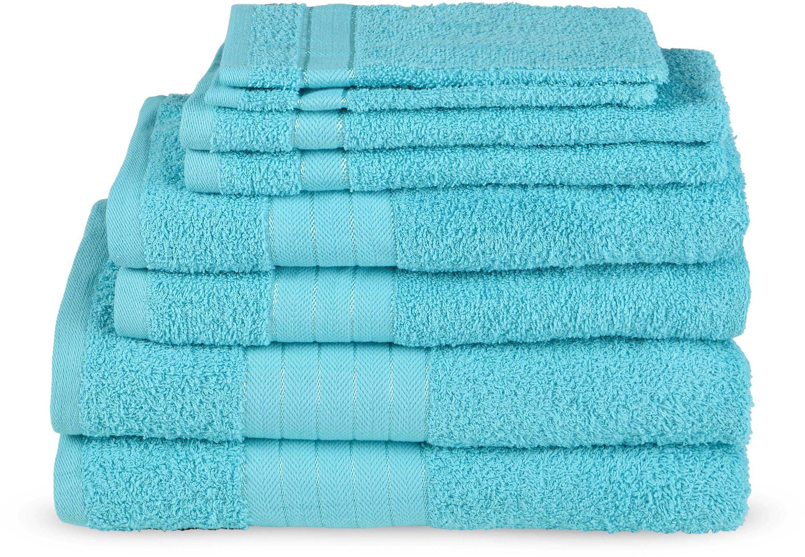 Emotion Handtuch Set Uni, Frottee (8-St), Baumwolle, Walkfrottee, Bordüre, 500 GSM, Einfarbig, ohne Aufhängung