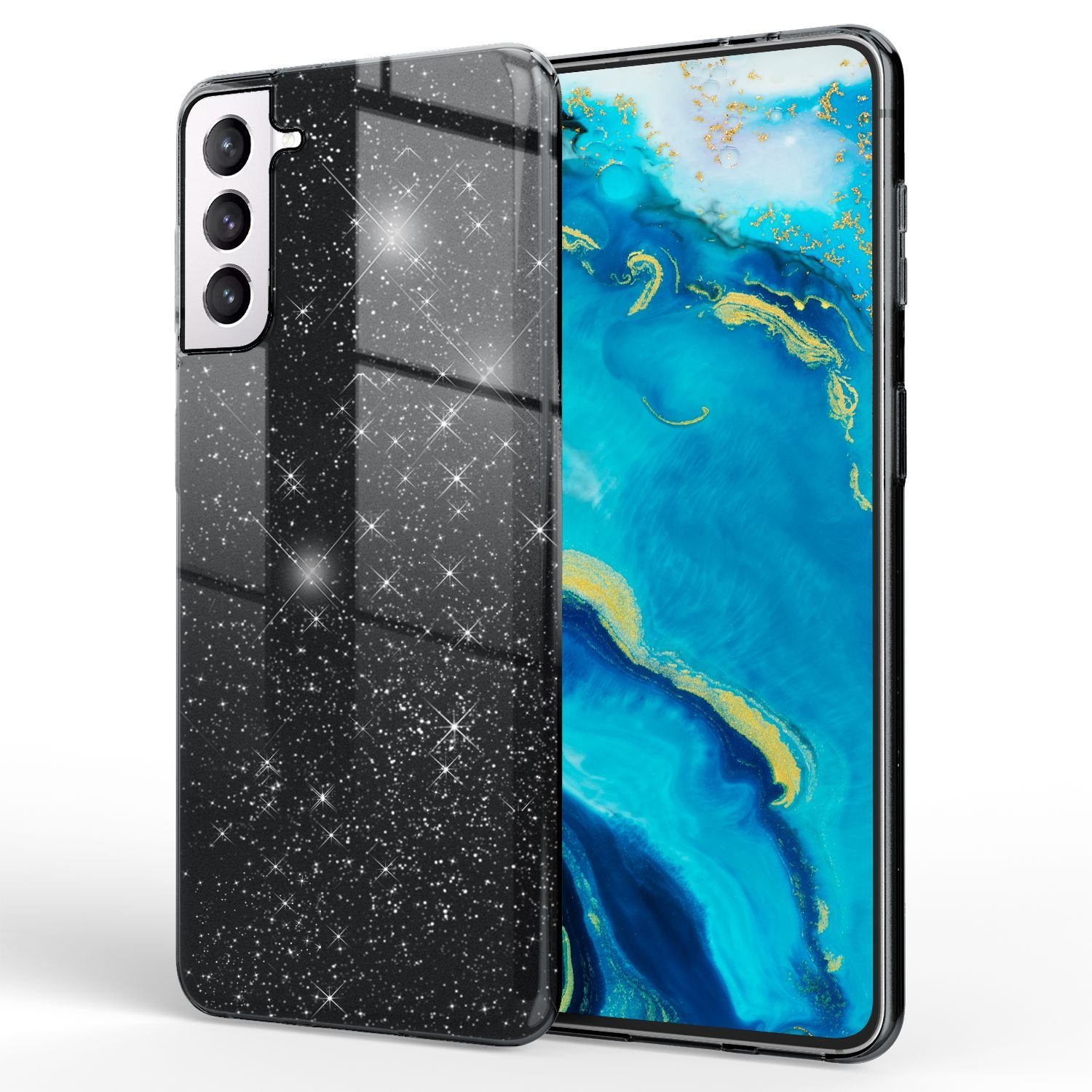 Nalia Smartphone-Hülle Samsung Galaxy S22, Glitzer Silikon Hülle / Verstärkte Innenseite / Glänzende Schutzhülle