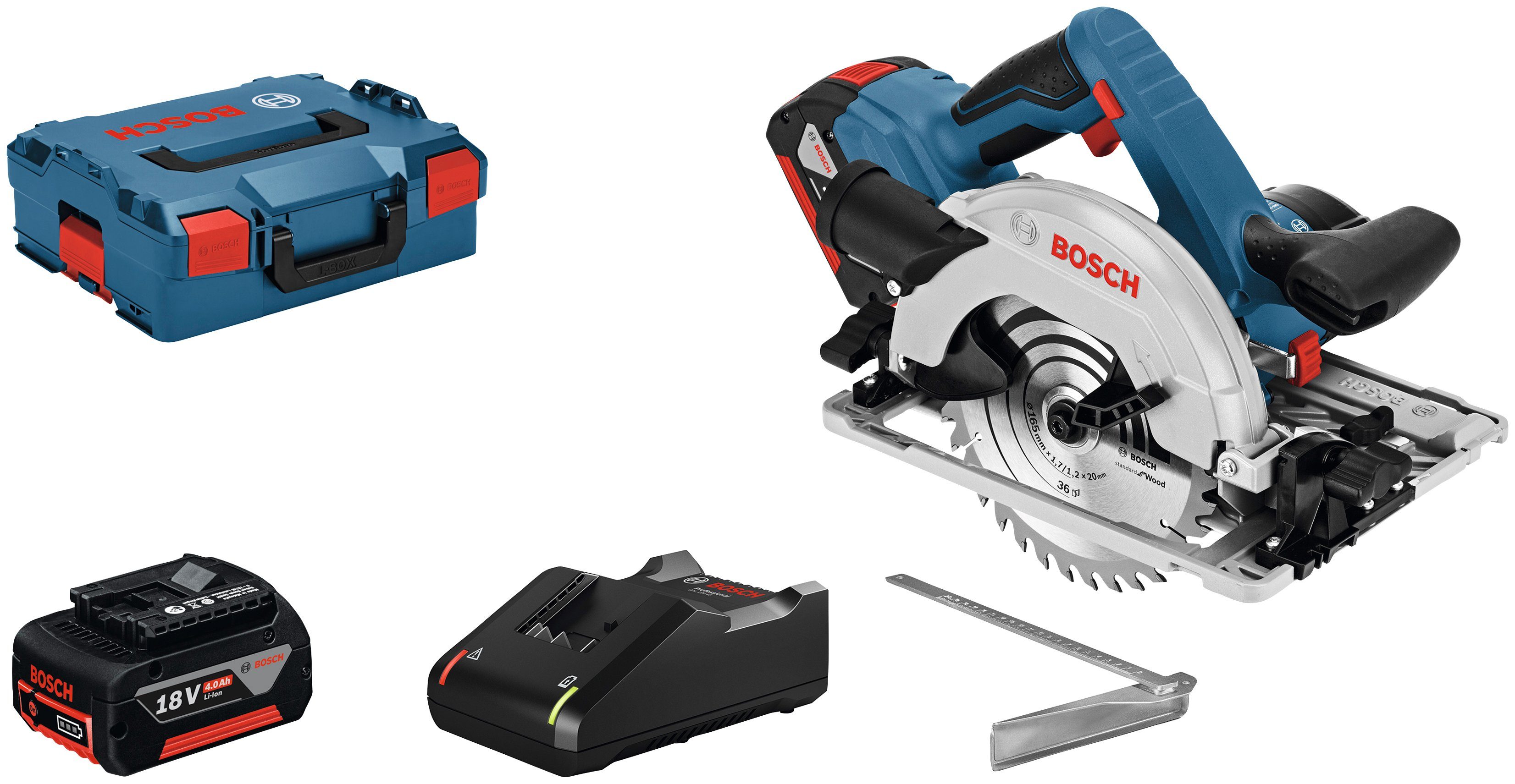 Bosch Professional Akku-Handkreissäge GKS 18V-57 G, Set, 18 V, 57 mm, inkl. 2 Akkus & Ladegerät