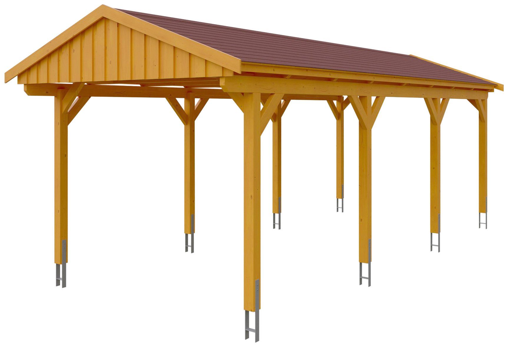 317x808 Einfahrtshöhe, Schindeln Skanholz cm Einzelcarport Fichtelberg, roten mit BxT: 273 cm,