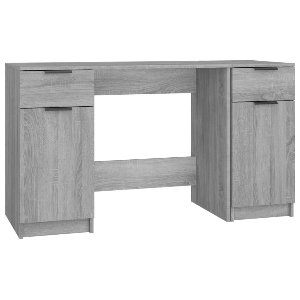 Holzwerkstoff Schreibtisch furnicato Sonoma Beistellschrank Grau mit
