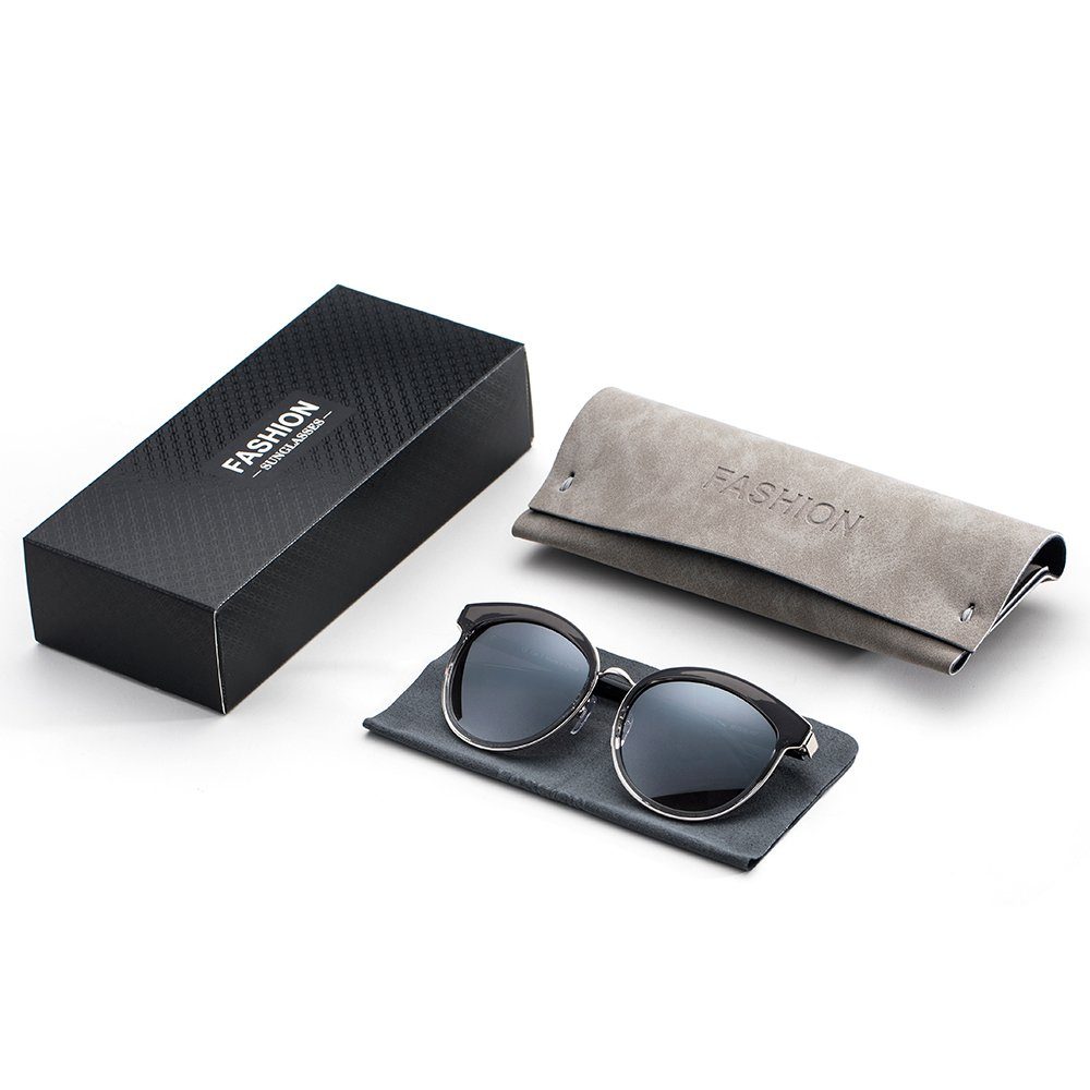 Elegear Sonnenbrille Damen Sonnenbrille Retro 100% Grau Elegantes Verlaufsglas UV400-Schutz