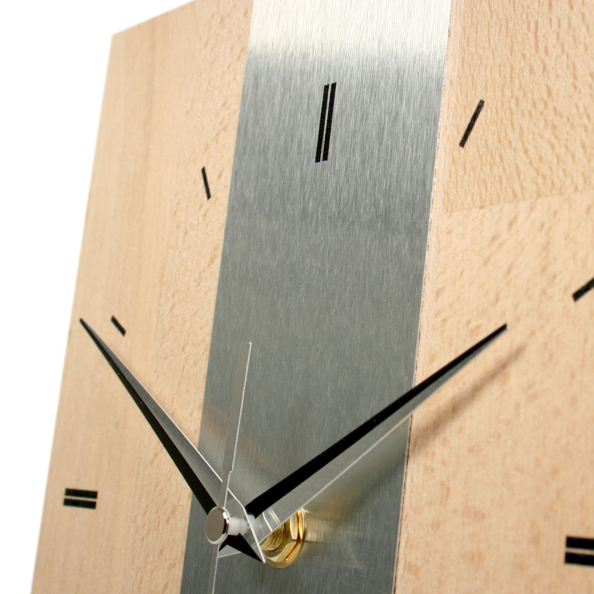 Kreative Feder Standuhr Designer-STANDUHR "Silver Stipe" aus Massivholz, ohne Ticken; Funk- oder Quarzuhrwerk; elegant, außergewöhnlich, modern