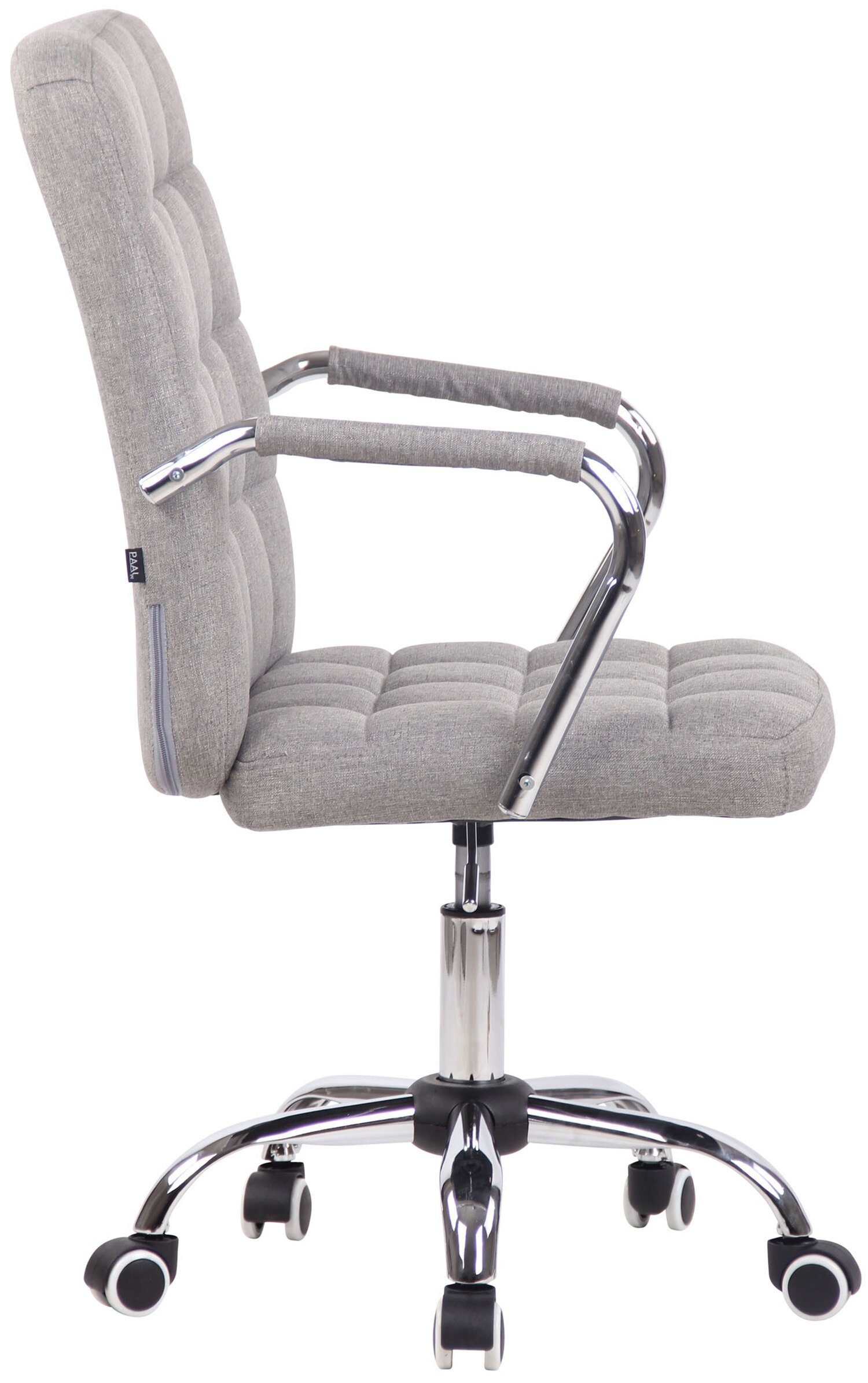 Rückenlehne - Metall Sitz: (Schreibtischstuhl, 360° Gestell: Tenor bequemer Chefsessel, grau Stoff und - drehbar TPFLiving Bürostuhl chrom mit Drehstuhl, Bürostuhl höhenverstellbar XXL),