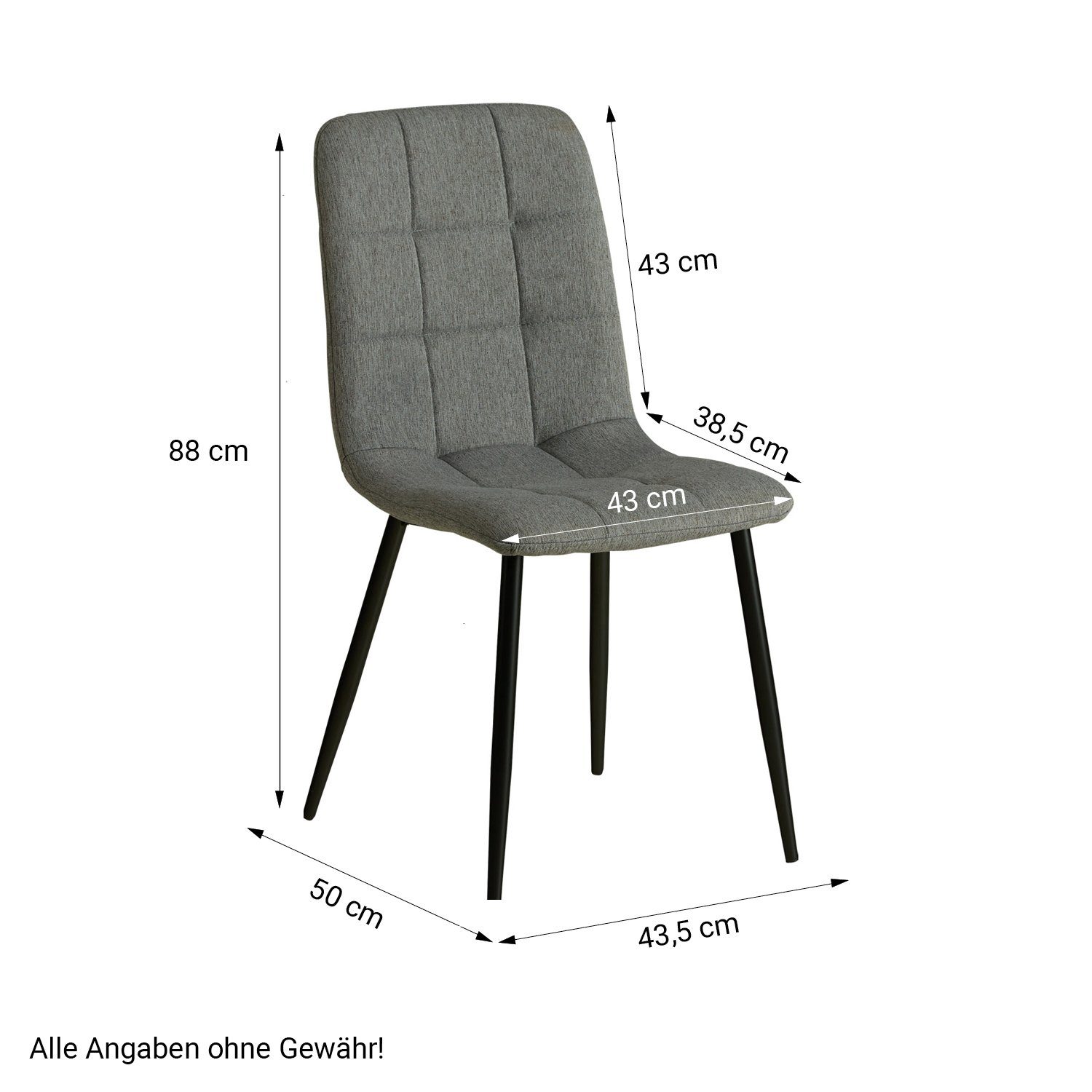 Natur Homestyle4u Grau, Esstisch 80x80 Essgruppe (Komplett-Set, Leinen 3-tlg) Stühle