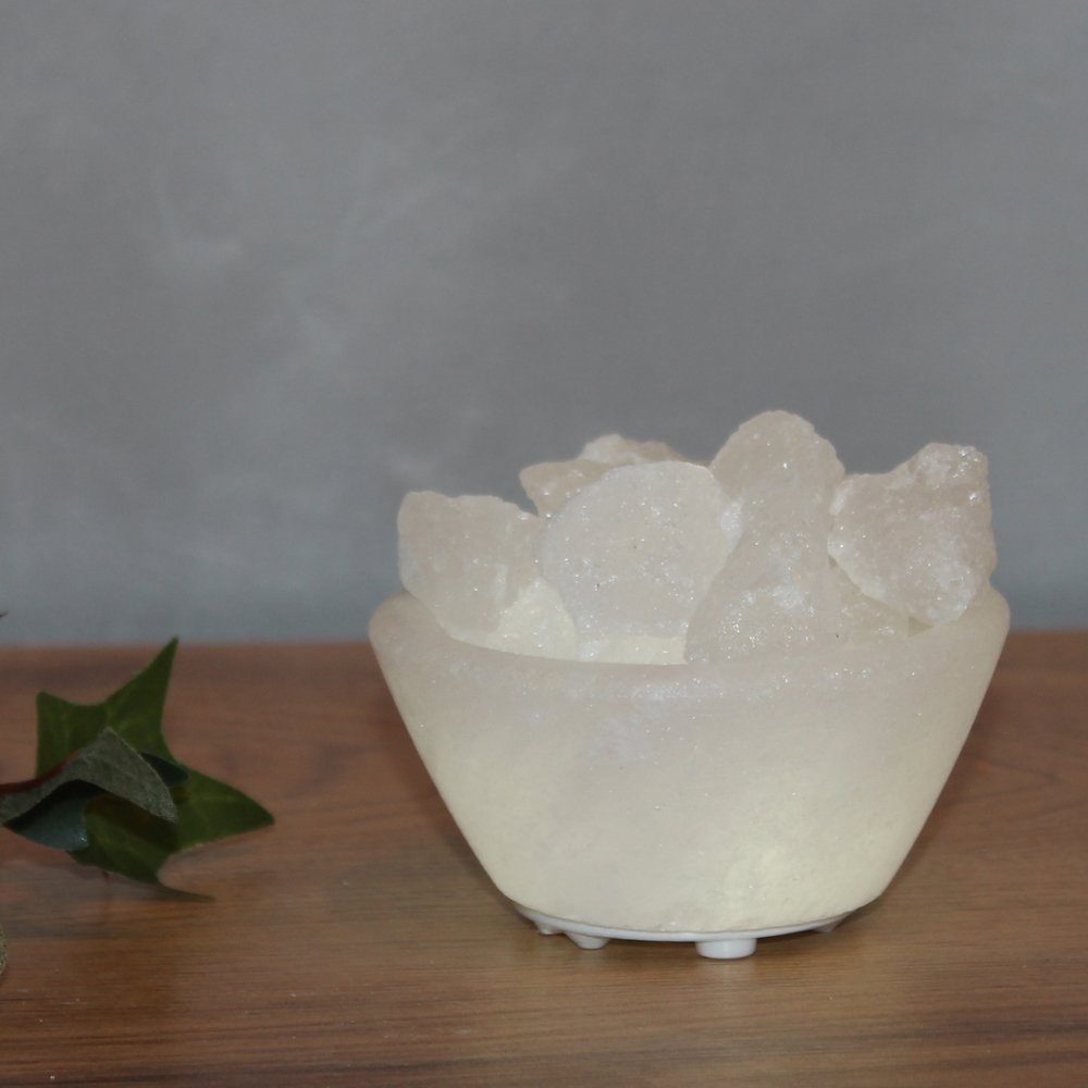 HIMALAYA SALT ein - Warmweiß, Stein Salzkristall ca.15 aus DREAMS Petite, wechselbar, jeder Handgefertigt cm Salzkristall-Tischlampe H: Unikat, LED