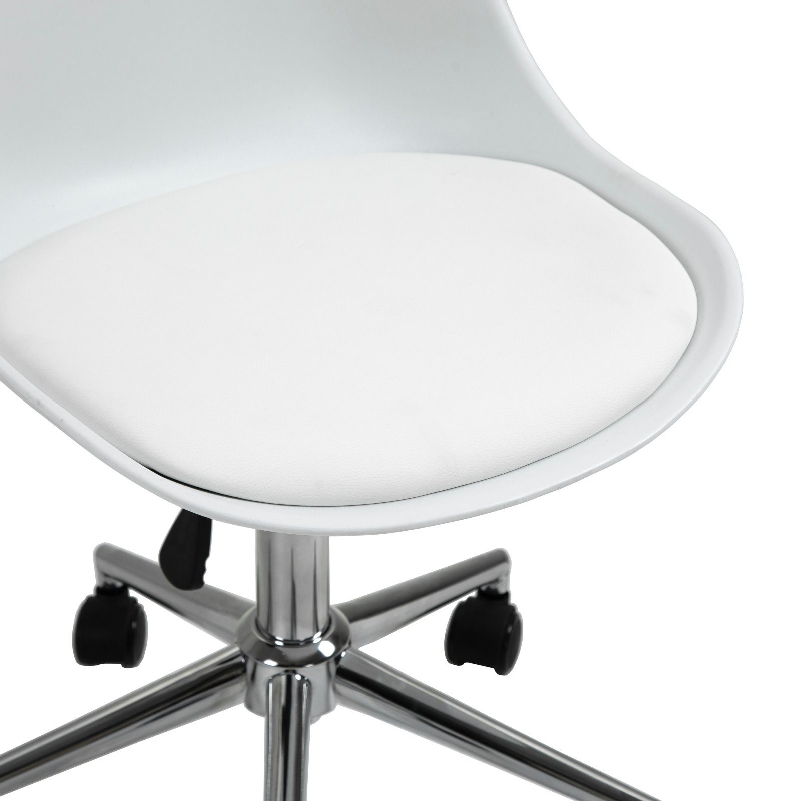 weiß St), hoher 1 | bodenschonende höhenverstellbar, EDDY Schreibtischstuhl SVITA Sitzkomfort, Rollen (Paket, weiß stufenlos