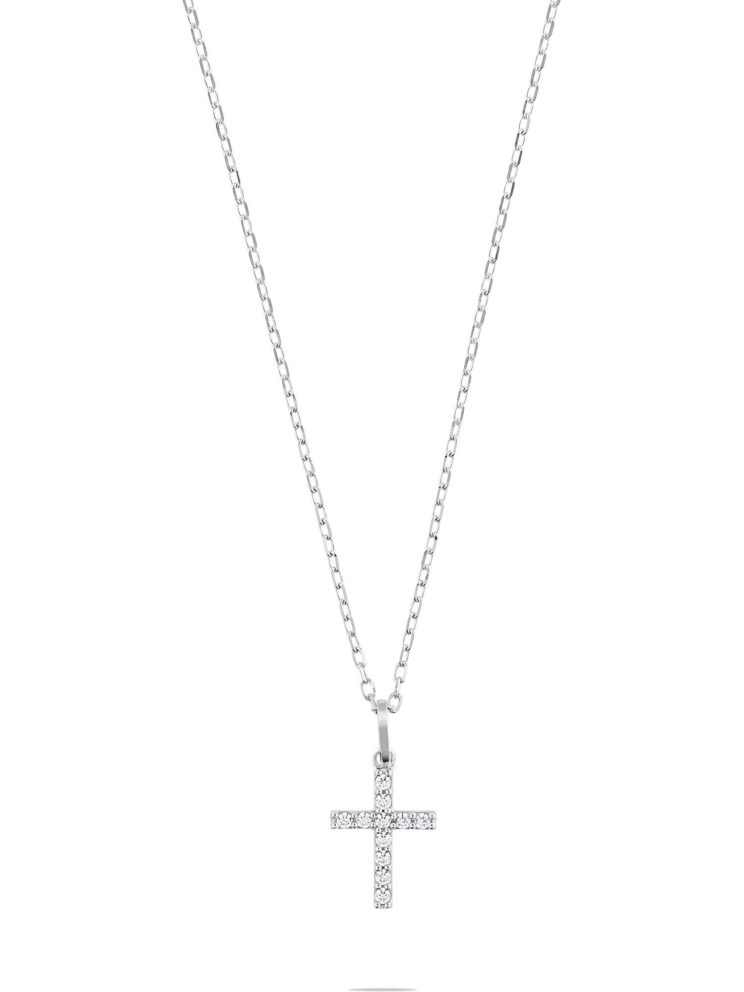 FAVS Collier FAVS Damen-Kette 375er Weißgold Zirkonia Kreuz