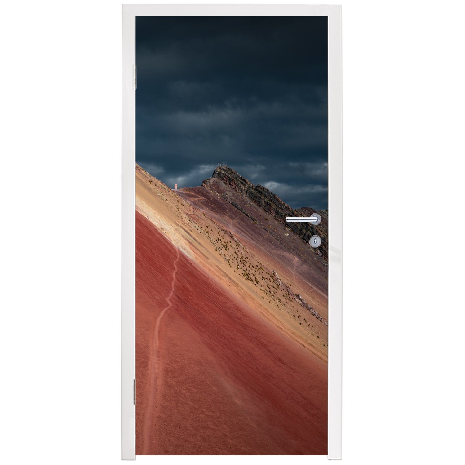 bedruckt, Berge (1 Wolken, Tür, Fototapete Natur - 75x205 Landschaft Türaufkleber, Matt, cm - St), MuchoWow Türtapete - für