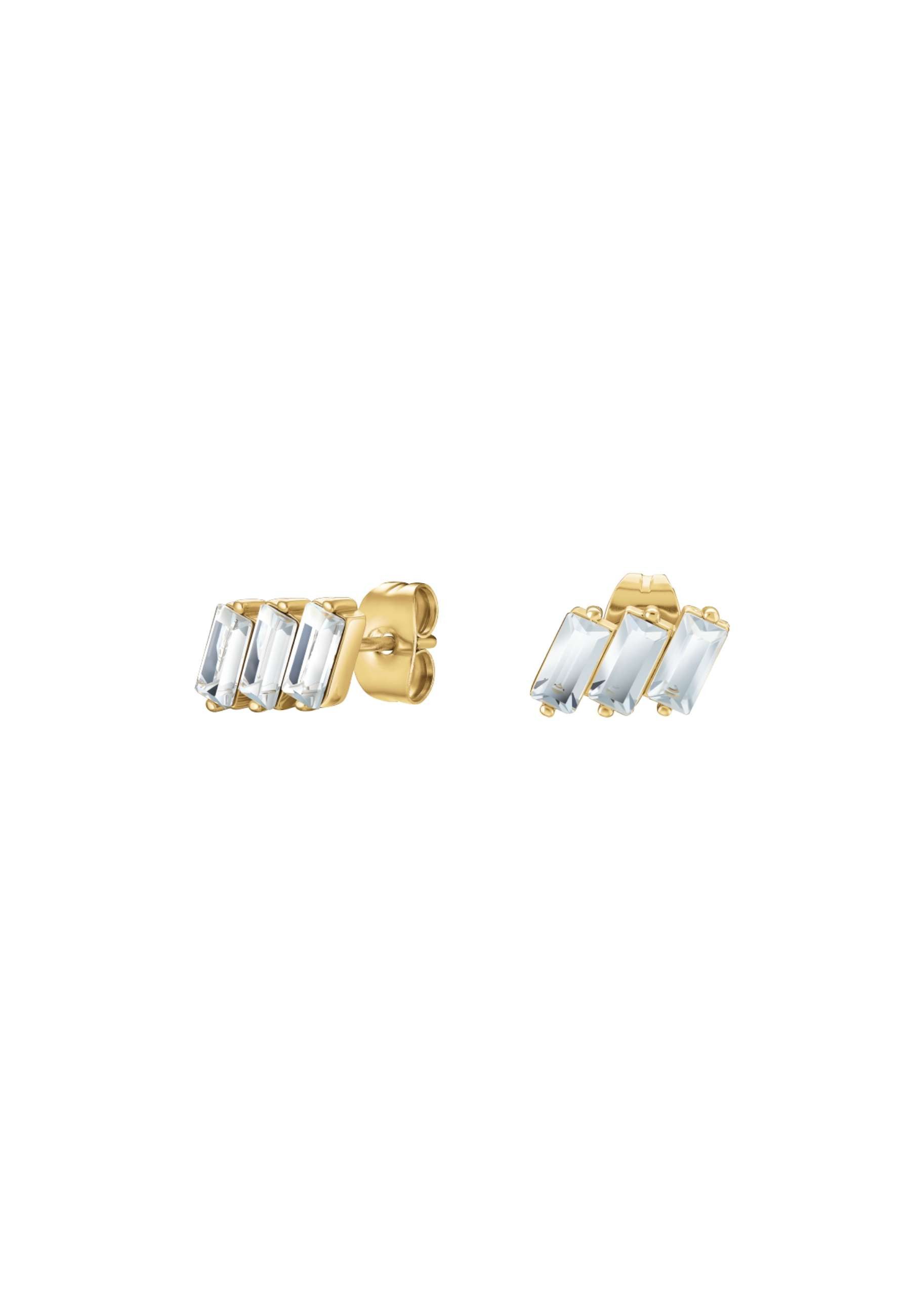ROSEFIELD Ohrring-Set ROSEFIELD Damen-Schmuck dreifache Baguette-Nieten Goldfarben