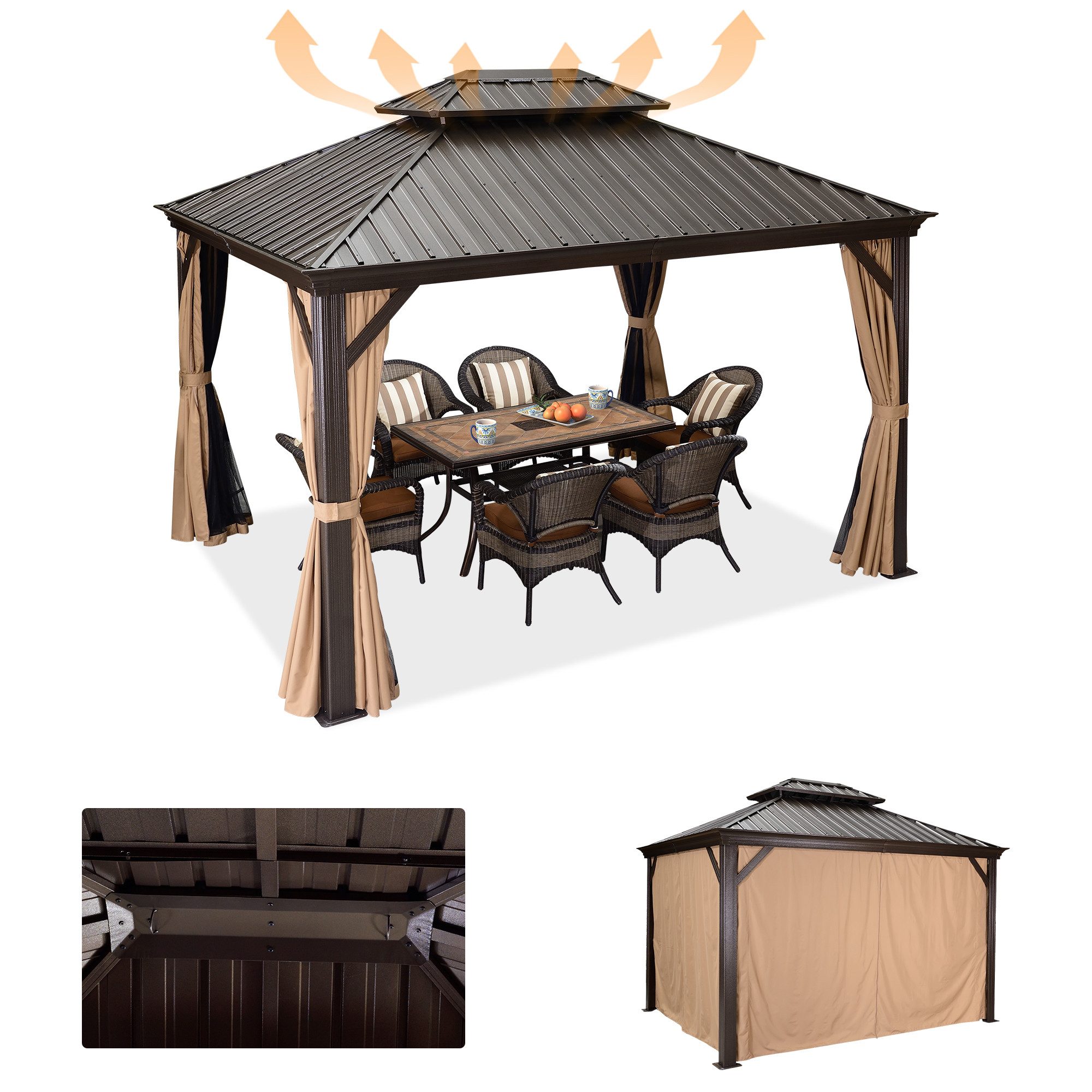 PURPLE LEAF Pavillon Außenbereich Alu Gartenpavillon günstig online kaufen