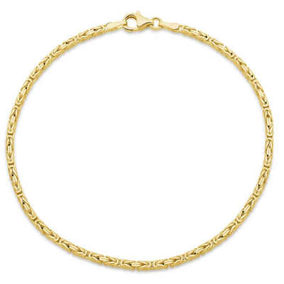 Tony Fein Goldarmband Königsarmband 2×2 mm 585 Gold, Made in Italy für Damen und Herren
