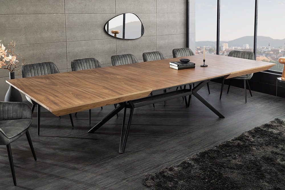 riess-ambiente Esstisch GIANT 200-320cm natur/schwarz-Walnuss, Metall, ausziehbar, 14 Personen (Einzelartikel, 1-St), verlängerbarer Konferenztisch - ideal für große Wohn- und Essbereiche