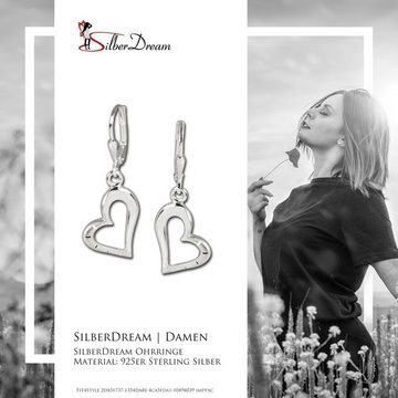 SilberDream Paar Ohrhänger SilberDream Ohrringe Damen-Schmuck 925er (Ohrhänger), Damen Ohrhänger Herz aus 925 Sterling Silber, Farbe: silber