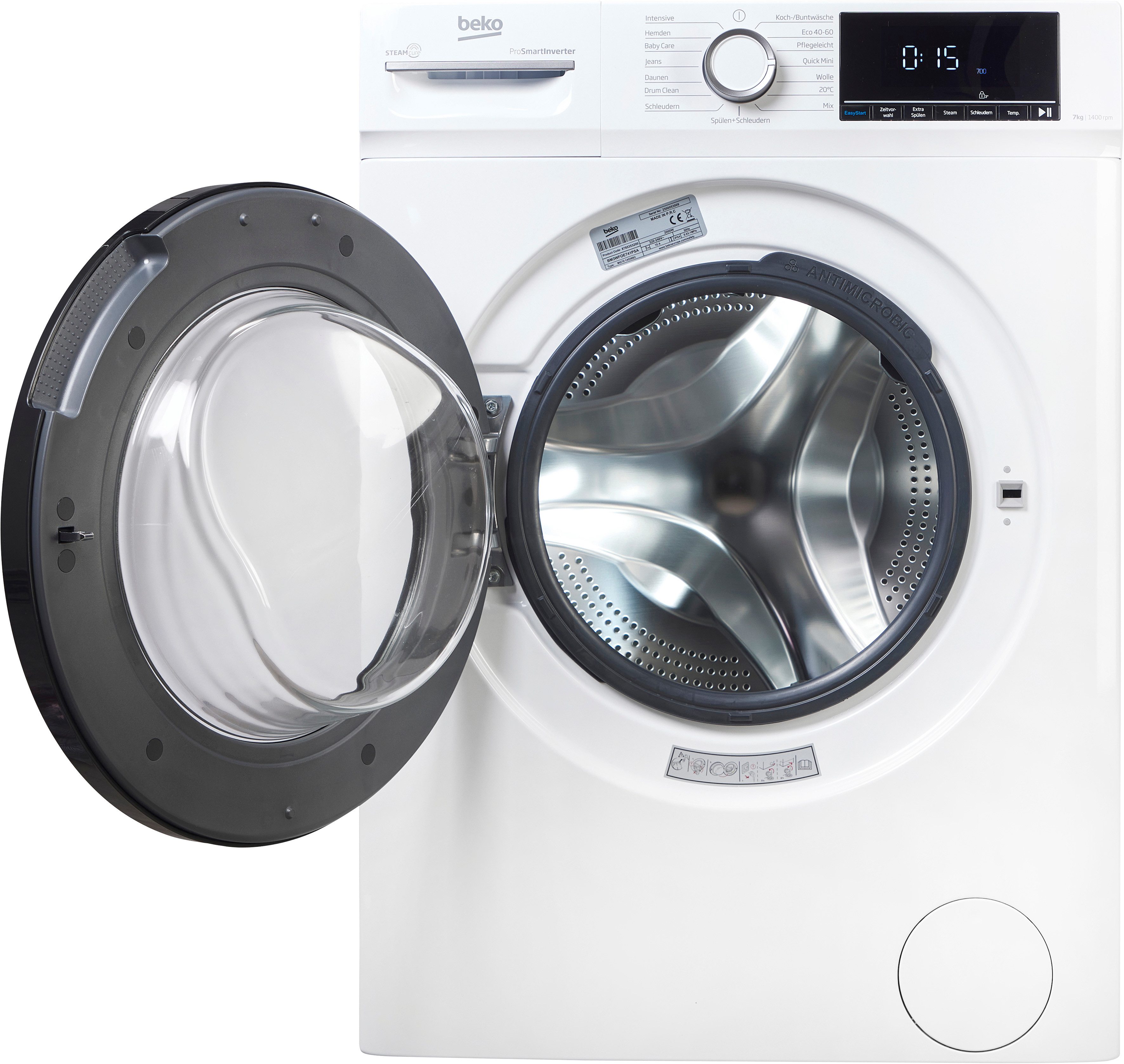 BEKO Waschmaschine BM3WFOE741PSA, 7 kg, 1400 U/min