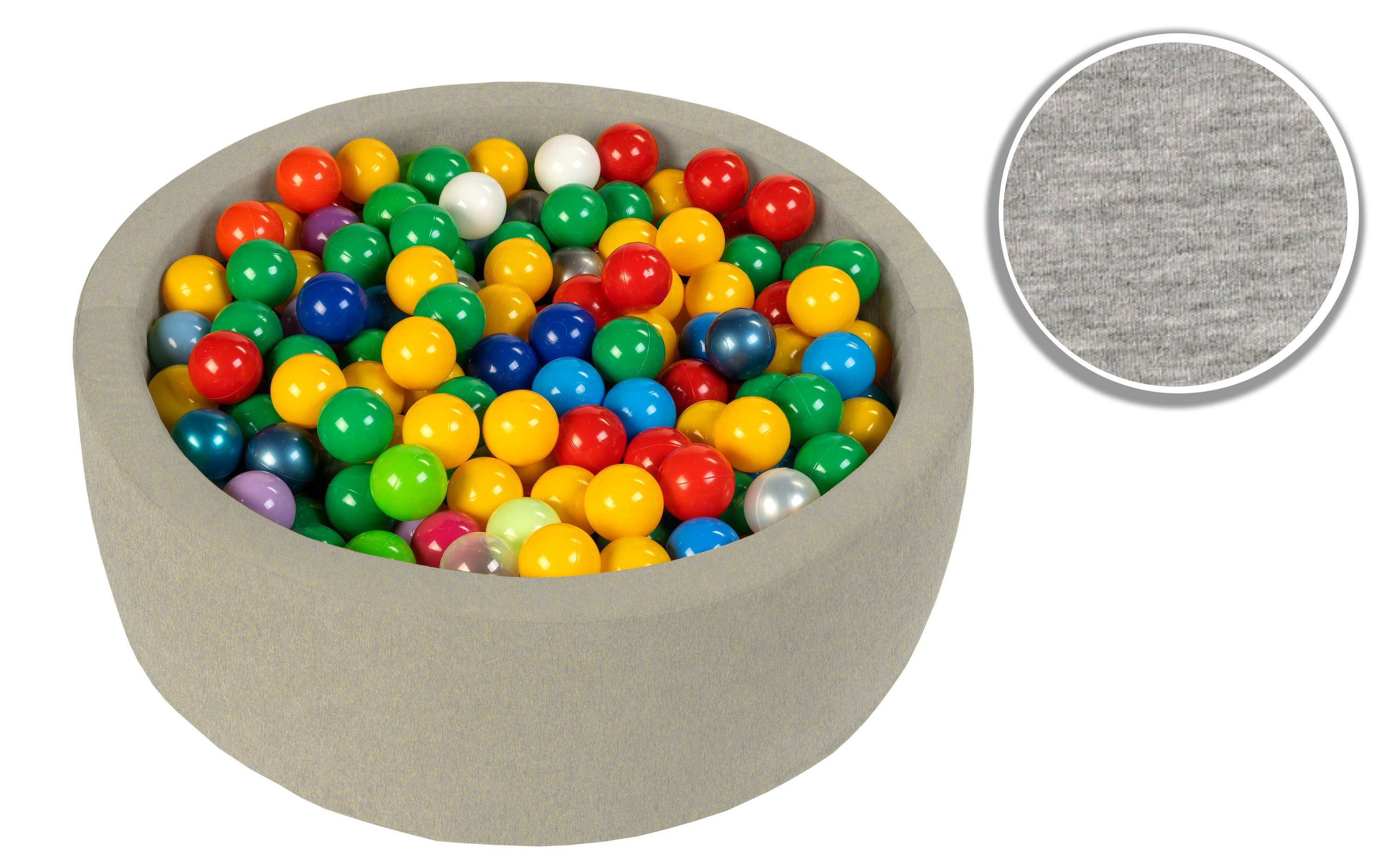 sunnypillow Bällebad-Bälle für Baby Kinder mit bunten Bällen (200-St), Grau - mit 200 Bällen
