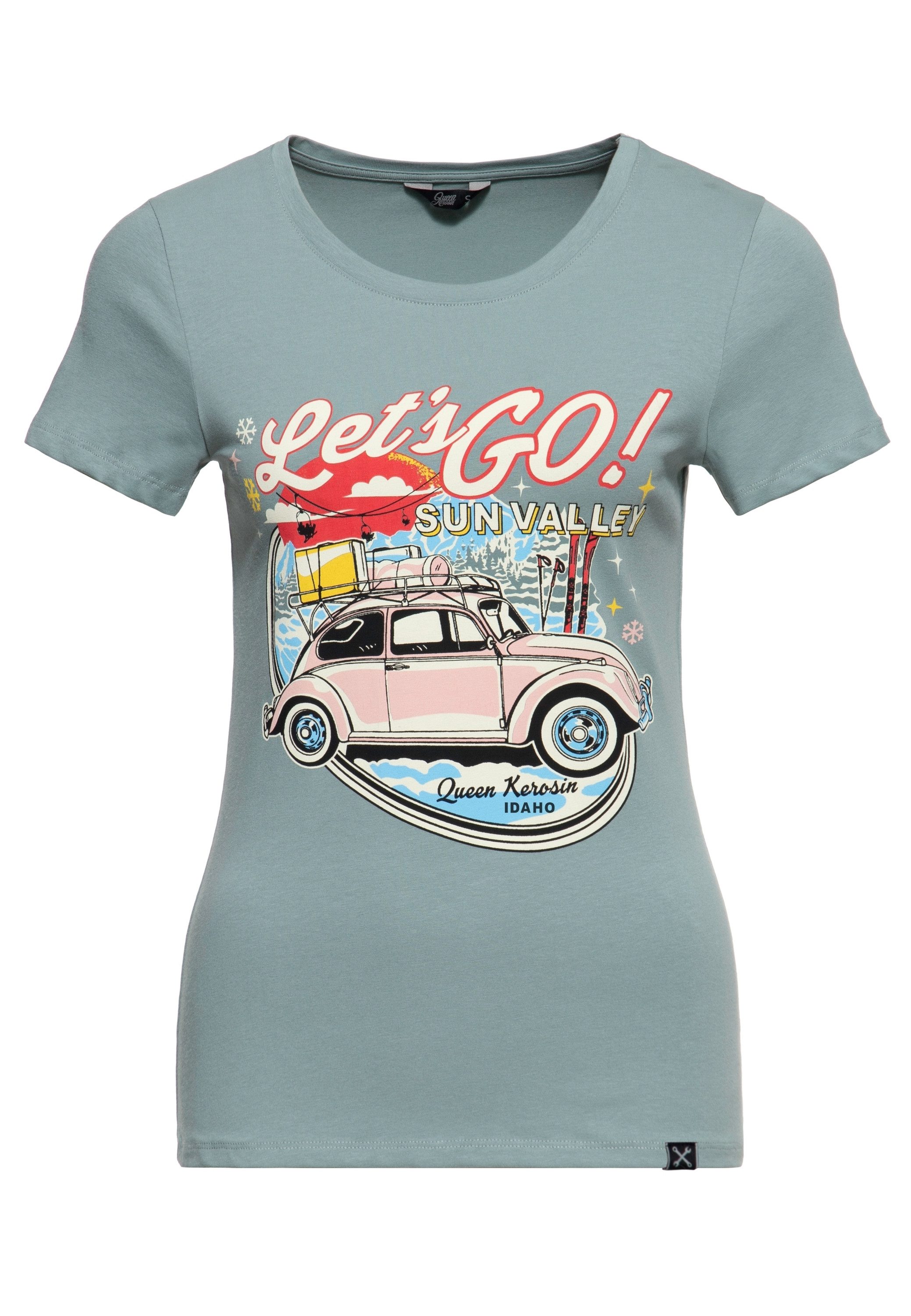 QueenKerosin Print-Shirt Sun Valley (1-tlg) mit Vintage-Car-Print